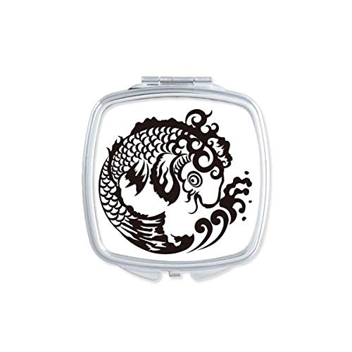 DIYthinker Portable Double-Sided Fish & Animal Design Compact Mirror - Chinese & Japanese Water-Inspired Makeup Mirror for Travel, Purse & Everyday Use