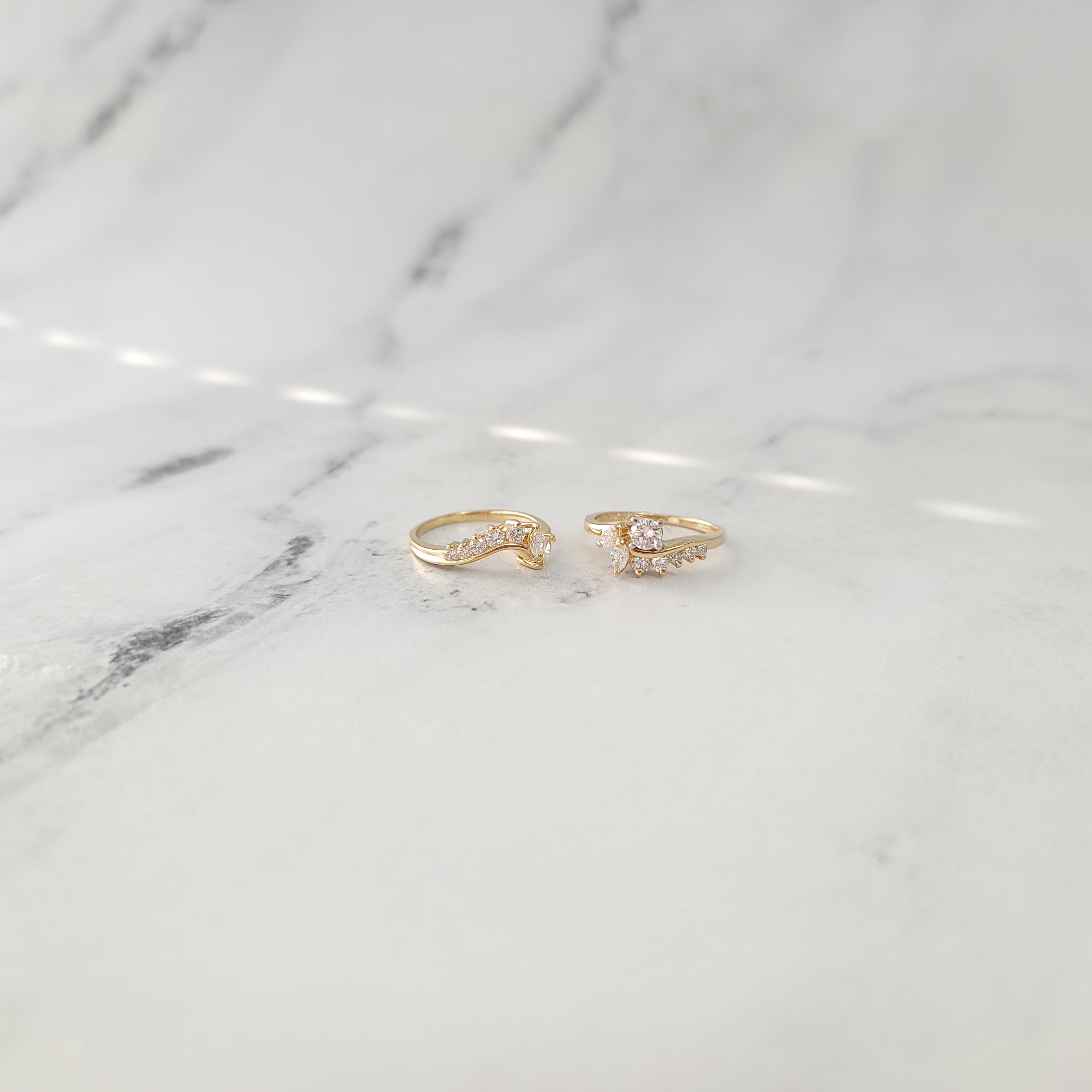 1.50cttw Round & Marquise Diamond Bridal Ring Set in 14k Yellow Gold – Perfect for Engagement, Wedding, and Anniversary Gifts