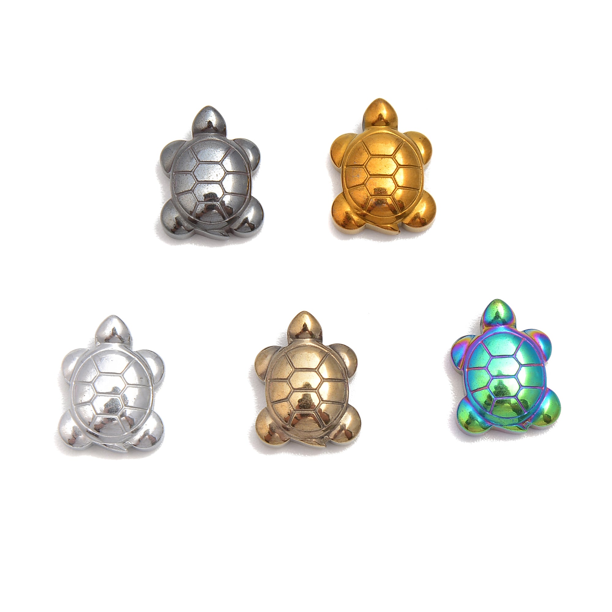 Mix Colors Hematite Turtle Charm Pendant - 13x17mm - Sold Individually - Perfect for Jewelry Making, DIY Crafts, and Gift Giving