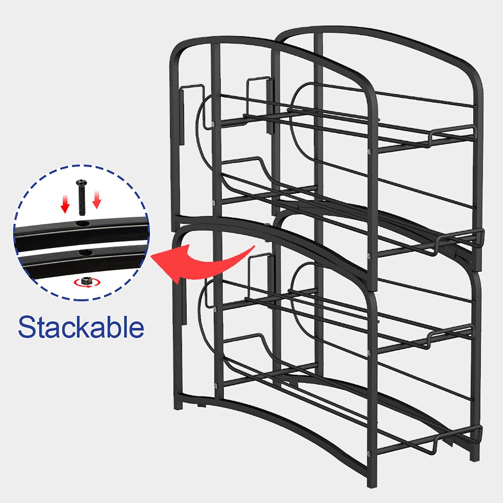 AULEDIO Stackable Beverage Can Dispenser Rack - 2 Pack Black Canned Food Organizer for Pantry & Refrigerator Storage | Perfect for Soda, Beer & Energy Drink Organization at Home or Office