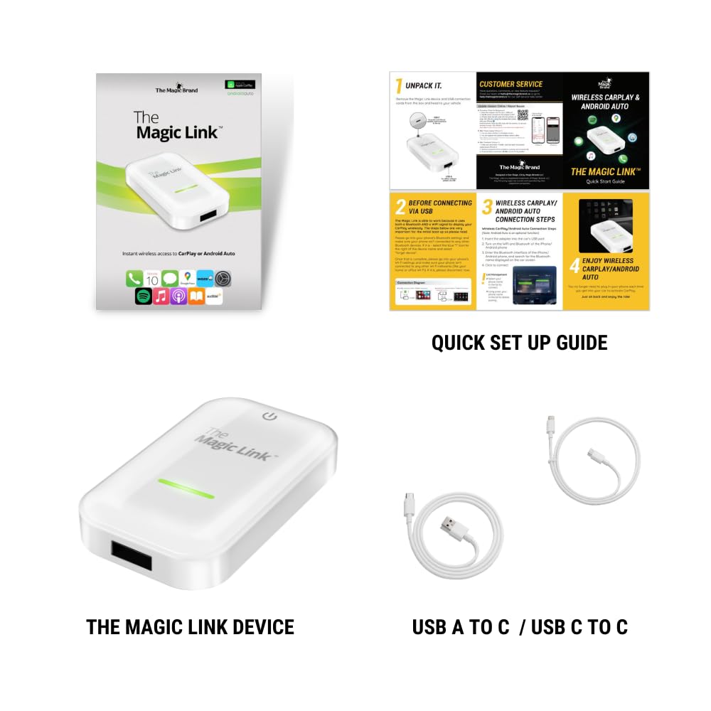 Original Wireless CarPlay Adapter - Magic Link Dongle for iPhone | Convert Wired to Wireless CarPlay | Seamless Wireless Control | Compatible with US Cars | White | Perfect for Commuting, Road Trips & Hands-Free Driving