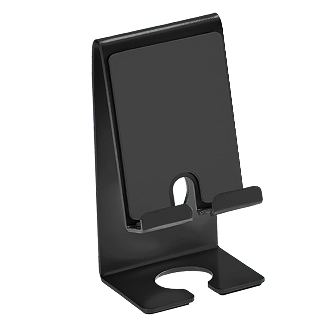 Acrimet Heavy Duty Metal Phone Stand - Adjustable Desk & Wall Mount Holder with Charging Dock for iPhone, Samsung & All Smartphones (Black) - Perfect for Home, Office & Travel Use