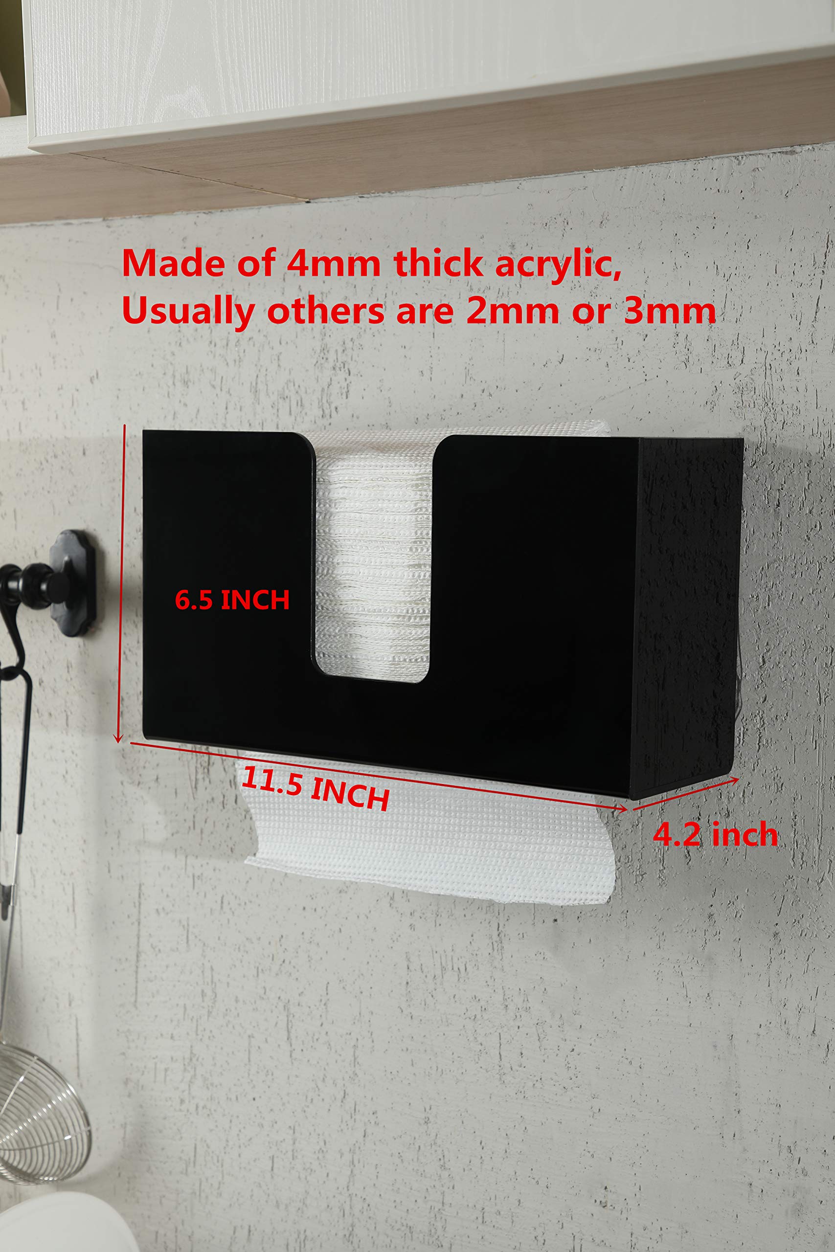 Wall Mount Acrylic Paper Towel Holder - Multi-Fold/C-Fold/Z-Fold/Tri-Fold Towel Dispenser for Bathroom, Office & Kitchen | Space-Saving Hand Towel Organizer | Black (Perfect for Restaurants, Homes & Commercial Spaces)