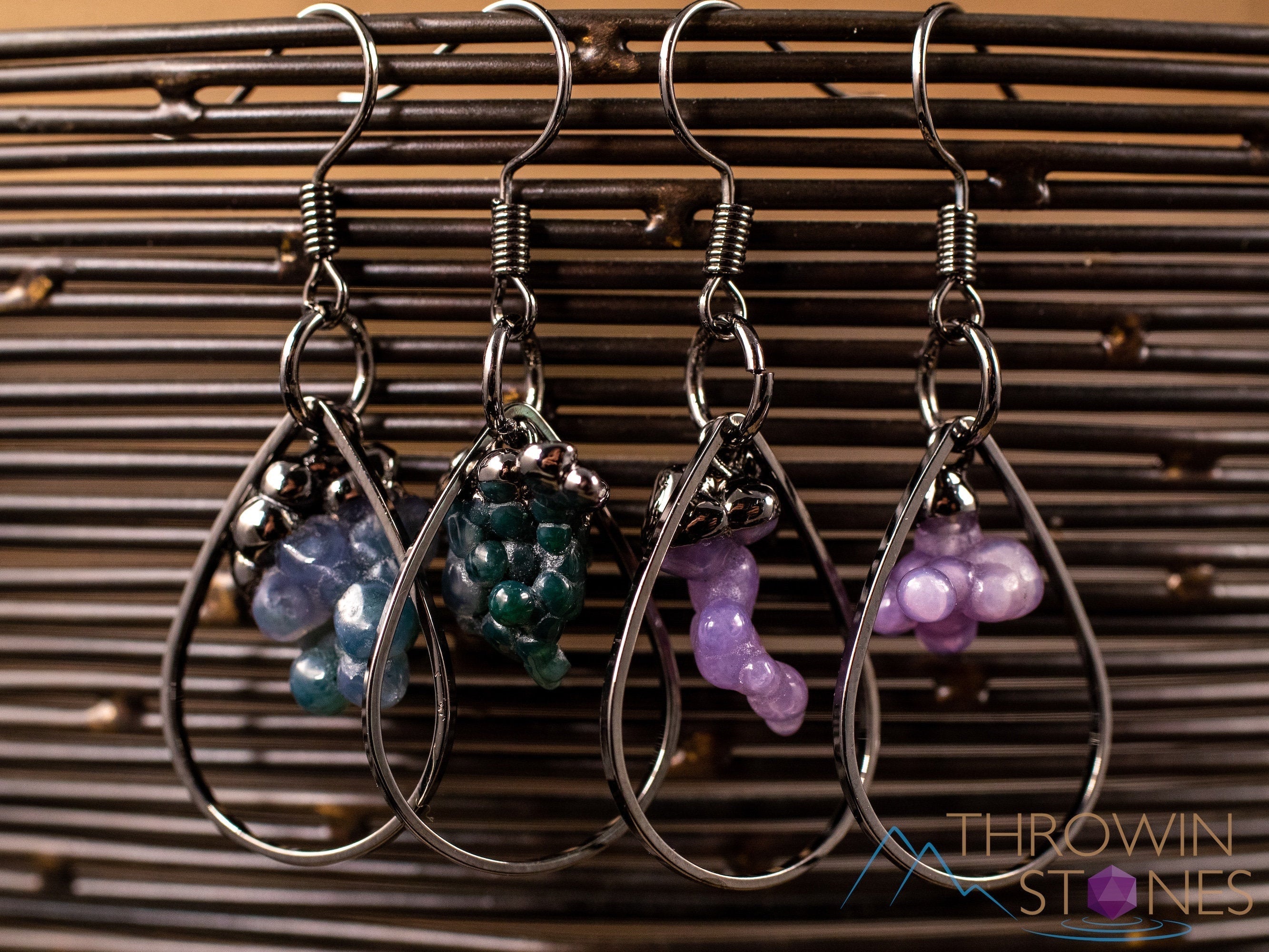 Grape Agate Crystal Teardrop Hoop Earrings | Natural Gemstone Dangle Earrings | Handmade Boho Jewelry for Women | Perfect for Weddings, Parties & Everyday Wear (E1795)