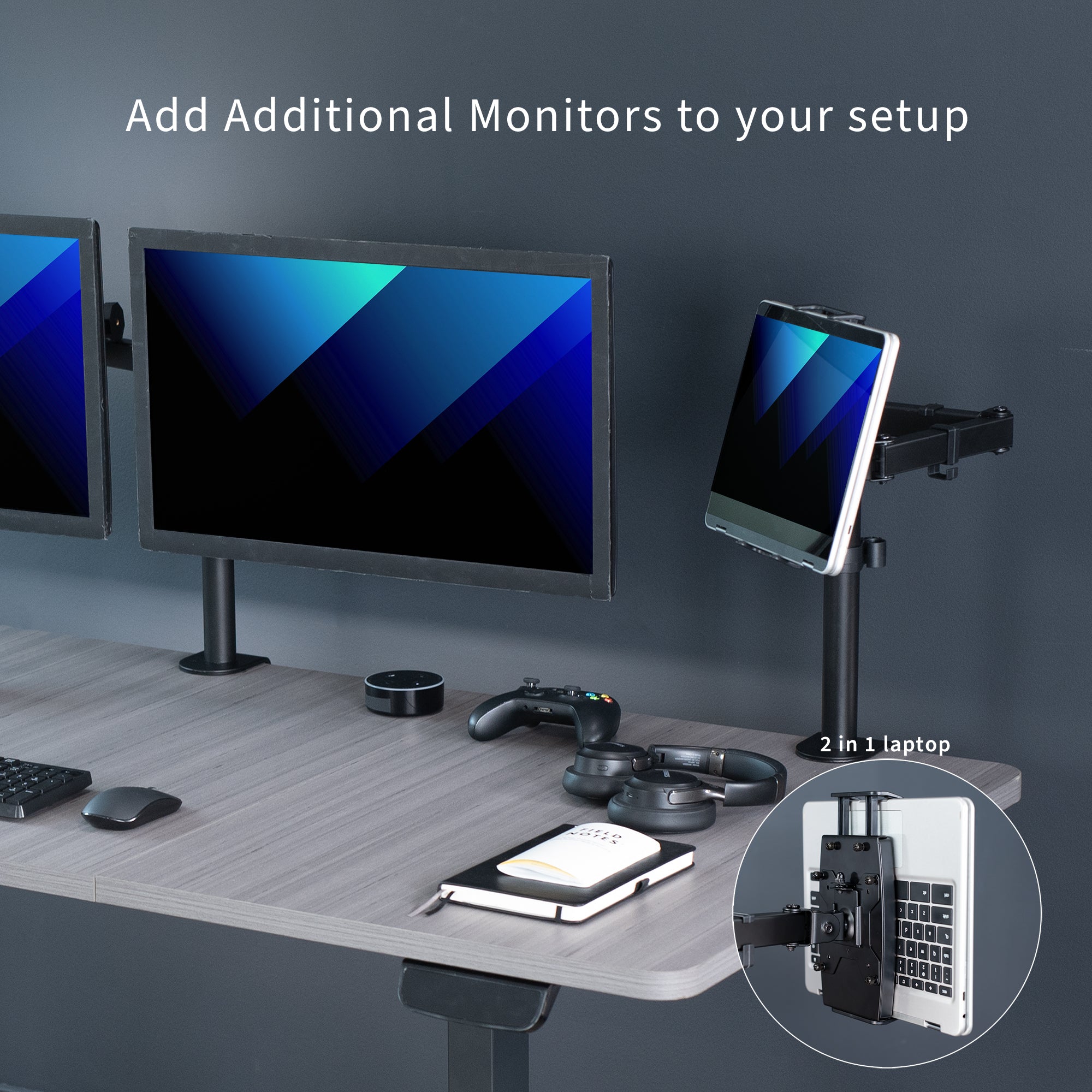 Adjustable Tablet Stand and Desk Mount Holder - Universal for iPad, Samsung, Kindle - Perfect for Home Office, Reading & Cooking