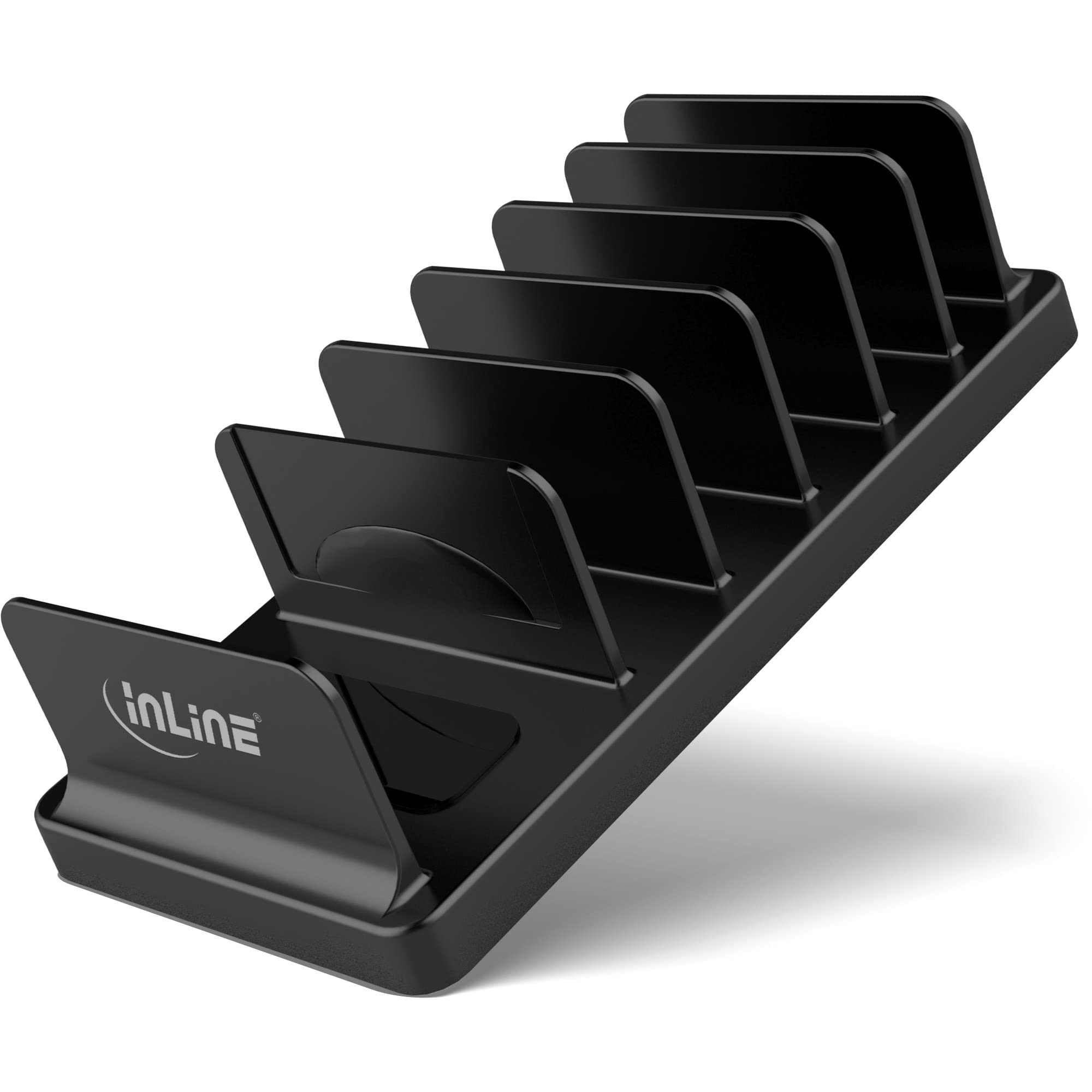 InLine 55461S Black 6-Compartment Desk & Shelf Organizer - Perfect for Office, Home, or Dorm Room Storage Solutions