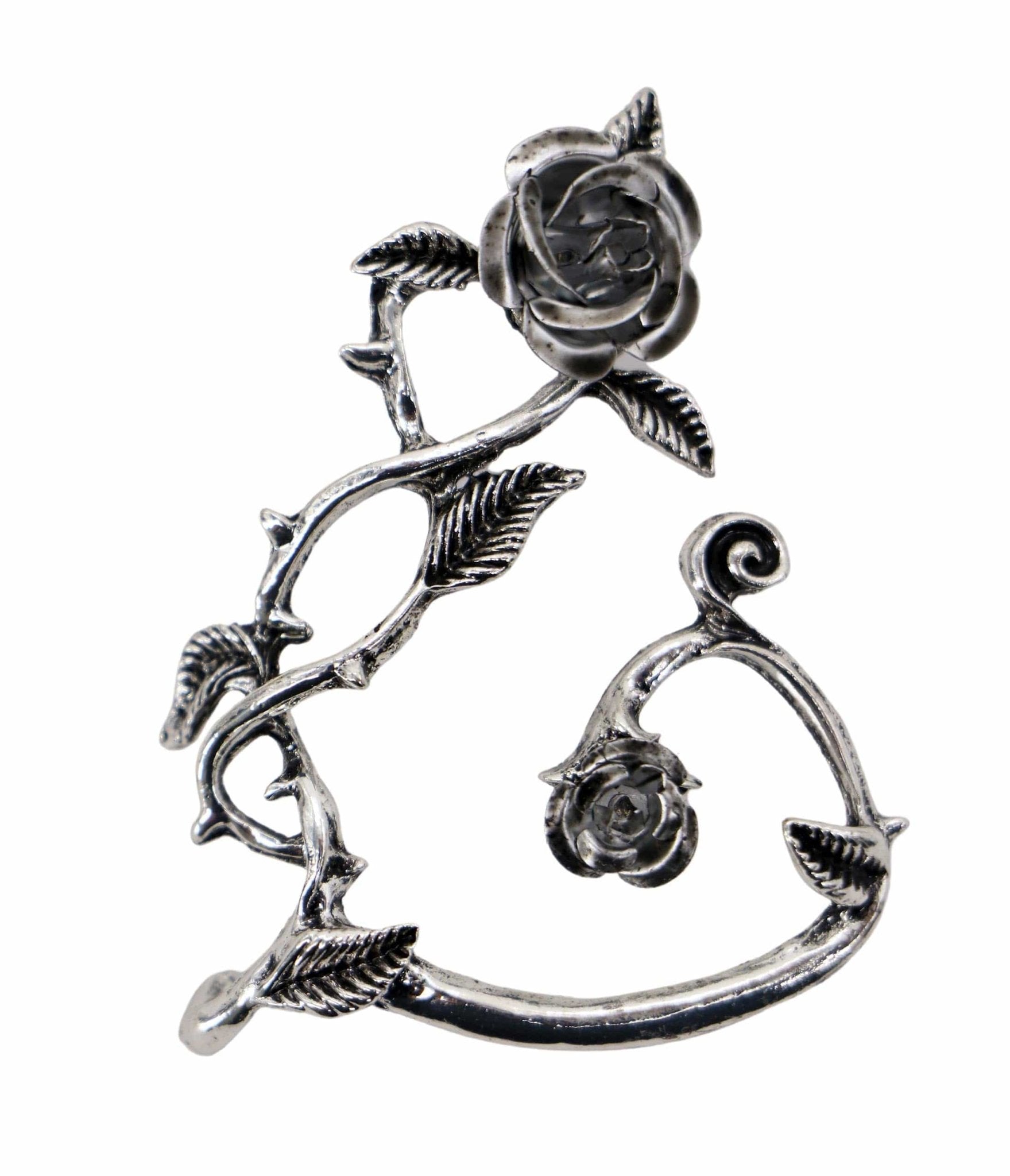 Silver Rose Thorn Ear Cuff - Gothic Boho Ear Cuff Jewelry for Women | Perfect for Parties, Weddings & Everyday Wear