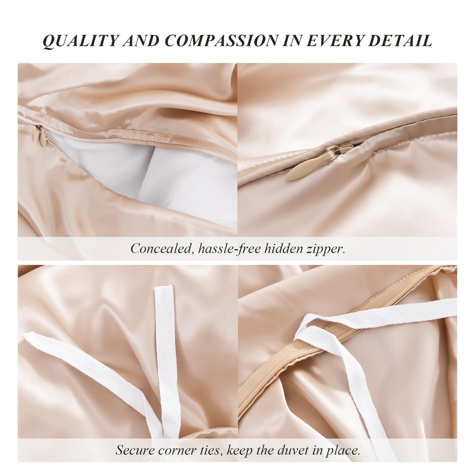 PROMEED 100% Pure Mulberry Silk Baby Crib Bedding Set - OEKO-TEX Certified 22 Momme 3-Piece Nursery Set with Duvet Cover, Fitted Sheet & Pillowcase for Boys & Girls (Champagne) | Luxury Soft Hypoallergenic Crib Set for Newborns & Infants