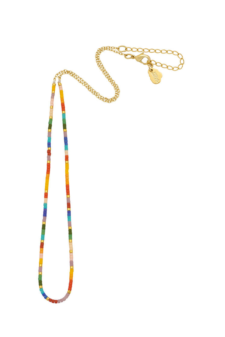 Rainbow Beaded Necklace for Women - Colorful Bohemian Beaded Jewelry - Perfect for Festivals, Beach Parties & Summer Outfits
