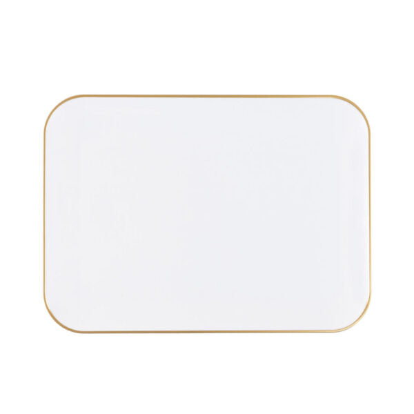 Premium 8x11 Inch Organic White & Gold Rectangular Serving Platter Set of 2 - Elegant Appetizer Tray for Weddings, Parties & Holiday Entertaining