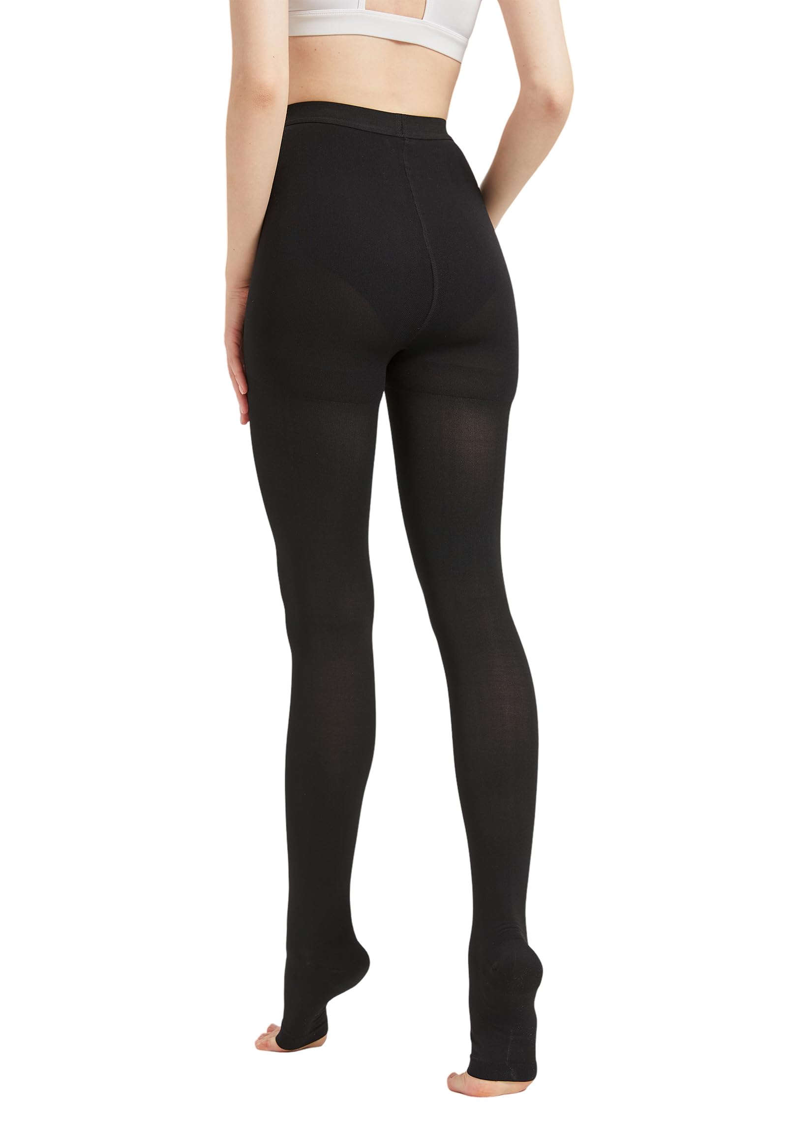 MGANG 20-30mmHg Medical Compression Stockings for Women & Men - Open Toe Waist High Support Tights for Edema, Varicose Veins, DVT & Travel - Black XXL | Doctor Recommended for Circulation, Swelling Relief & Long Flights