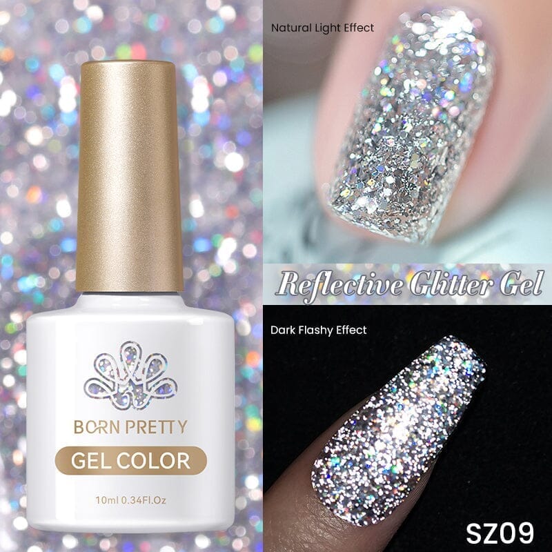 Glitter Reflective Gel Polish - SZ09 Dream Star 10ml Nail Art Kit for Salon & Home Manicure - Long Lasting UV/LED Gel for Party, Wedding & Special Occasions