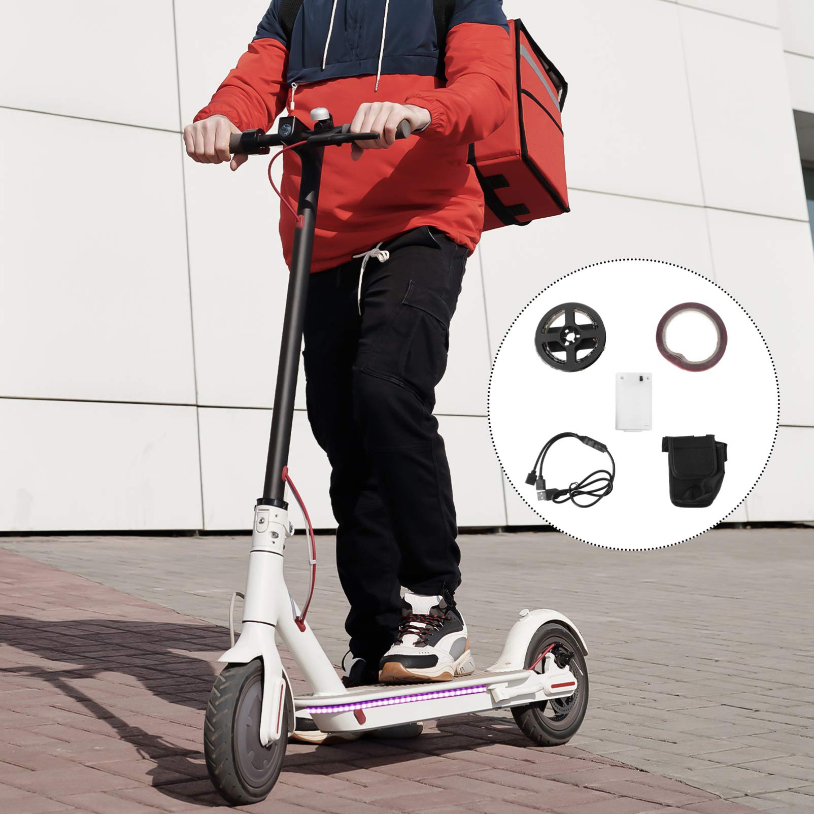 Electric Scooter LED Light Strip Kit - Waterproof Decorative Lighting Accessories for Scooter Customization & Night Riding Safety