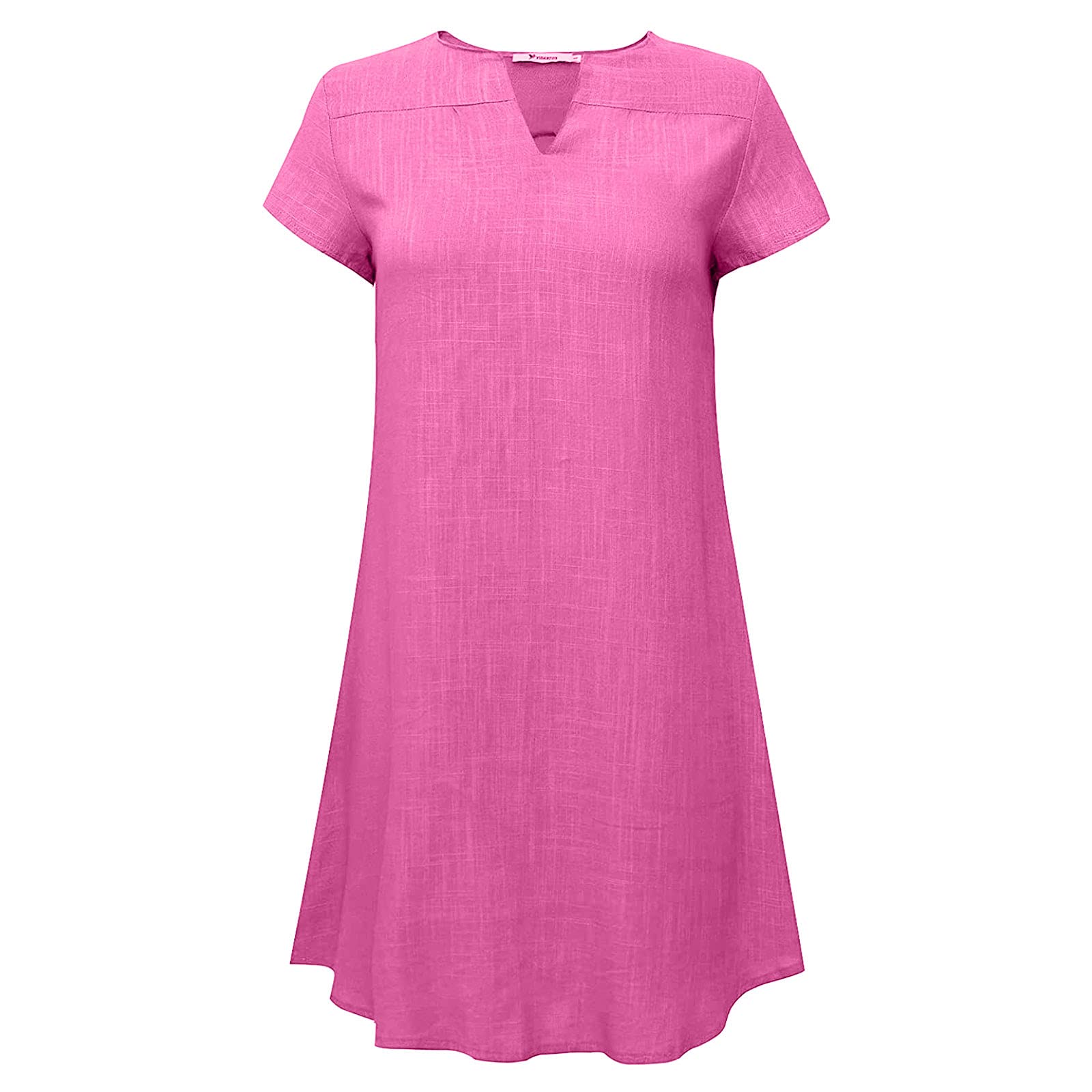 NaRHbrg Women's Linen Tunic Dress - V-Neck Loose Fit Midi Sundress for Beach Vacation, Casual Wear & Summer Outfits - Plus Size Flowy Shift Dress in Solid Colors