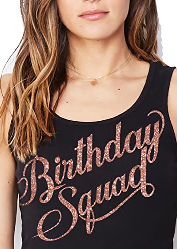 Birthday Squad Tank- Rose Gold Flourish (Black)