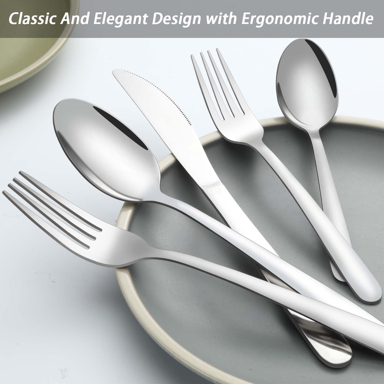 Premium 20-Piece Stainless Steel Silverware Set for 4 - Polished Flatware with Forks, Spoons & Knives | Food-Grade Cutlery for Home, Kitchen, Restaurant & Hotel | Dishwasher Safe Utensils | Perfect for Dinner Parties, Weddings & Everyday Dining