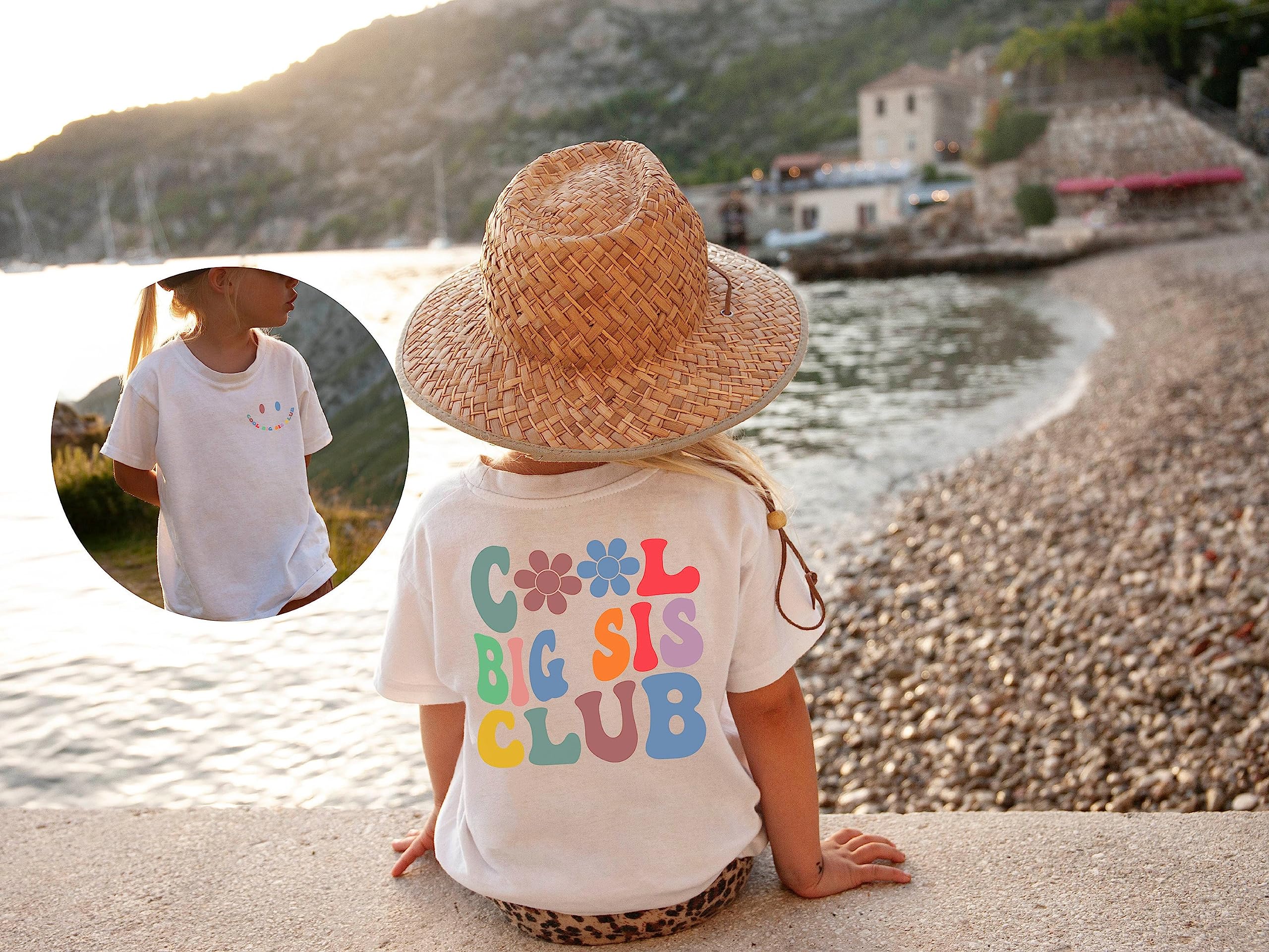 Cool Big Sis Club Letter Printed Shirt - Toddler Girls Outfit for Sibling Announcement