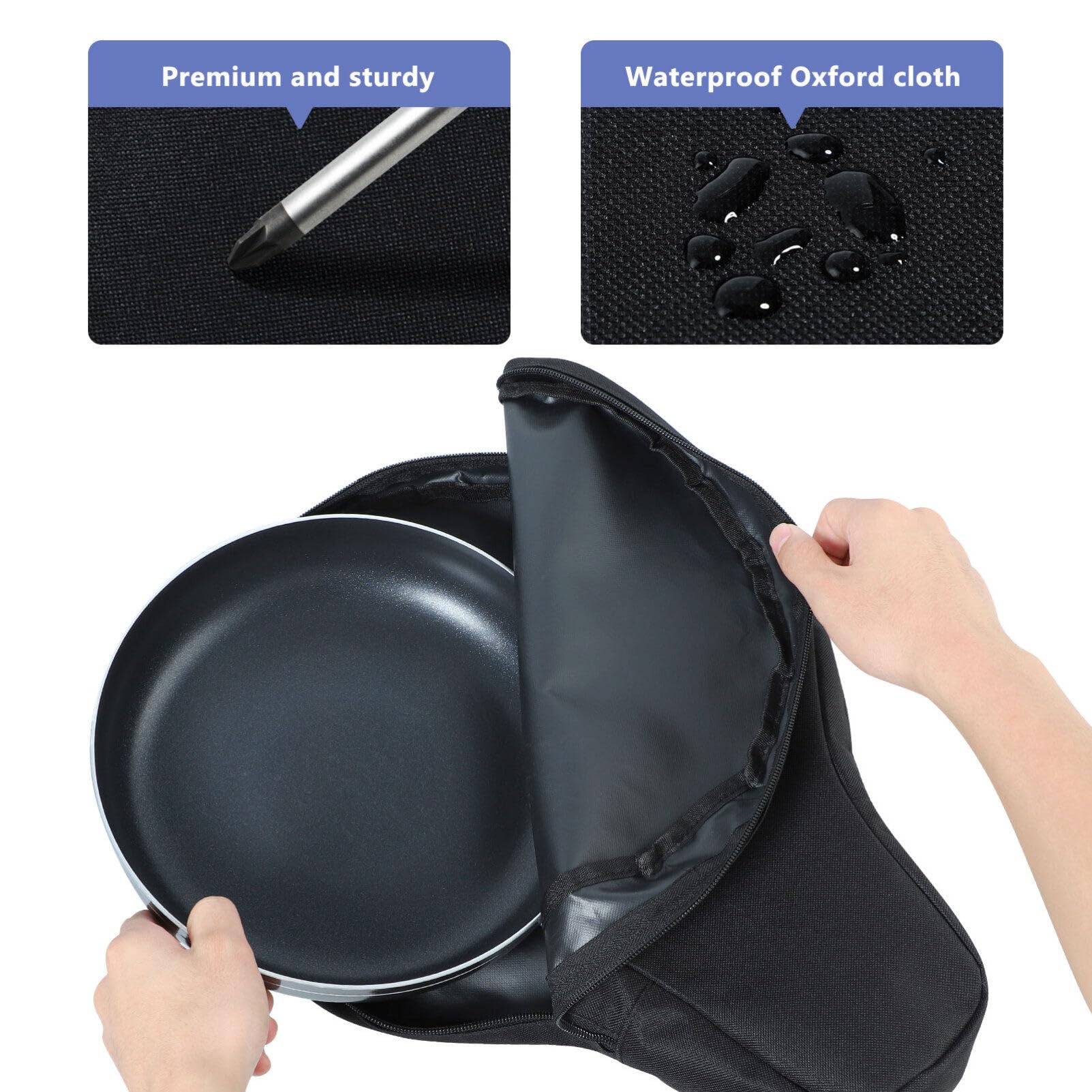 Hemoton 2-Pack Heavy Duty Cast Iron Skillet Storage Bags - Durable Chef Organizer for Camping Cookware, Multi-Purpose Cooking Utensil Container - Perfect for Outdoor Camping, Picnics & RV Trips