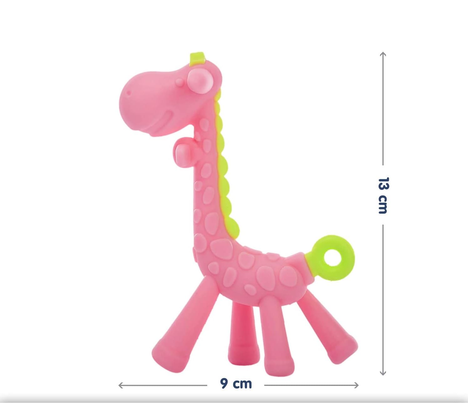 BabyGo Silicone Giraffe Teether - Soothing Teething Toy for Infants & Toddlers, BPA-Free Chewable Handheld Soother (Pink) - Perfect for On-the-Go Relief & Sensory Play