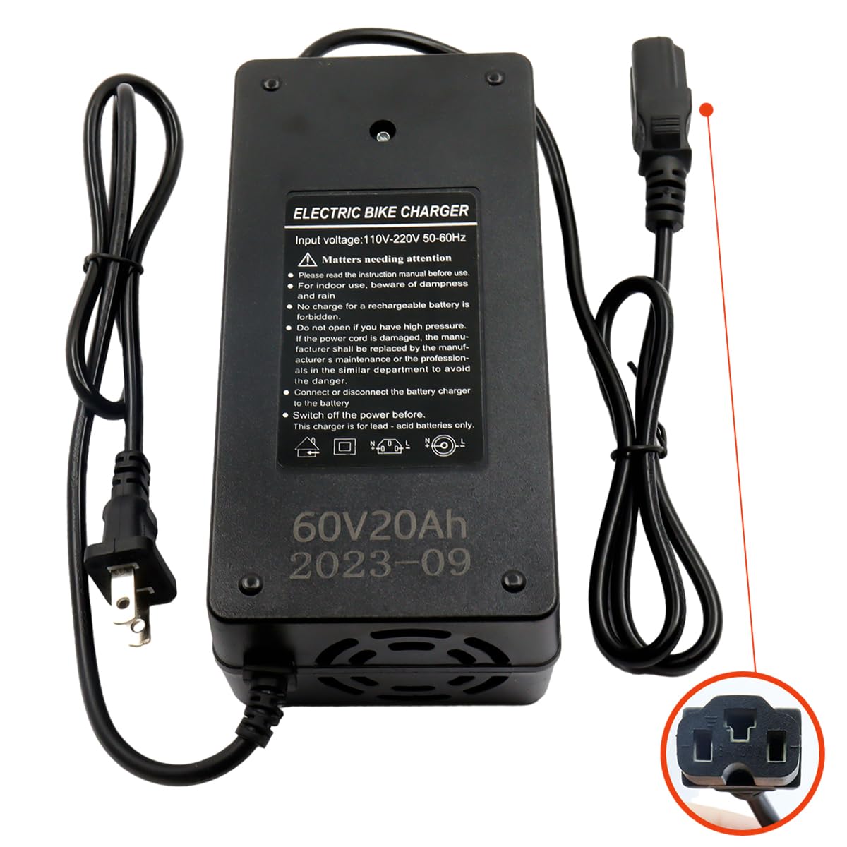 YOZYU 60V 20AH Lead Acid Battery Charger - Fast Charging for Electric Scooters, E-Bikes & Electric Bicycles | Auto Shut Off & 3-Pin Plug | Perfect for Commuting, City Travel & Outdoor Adventures