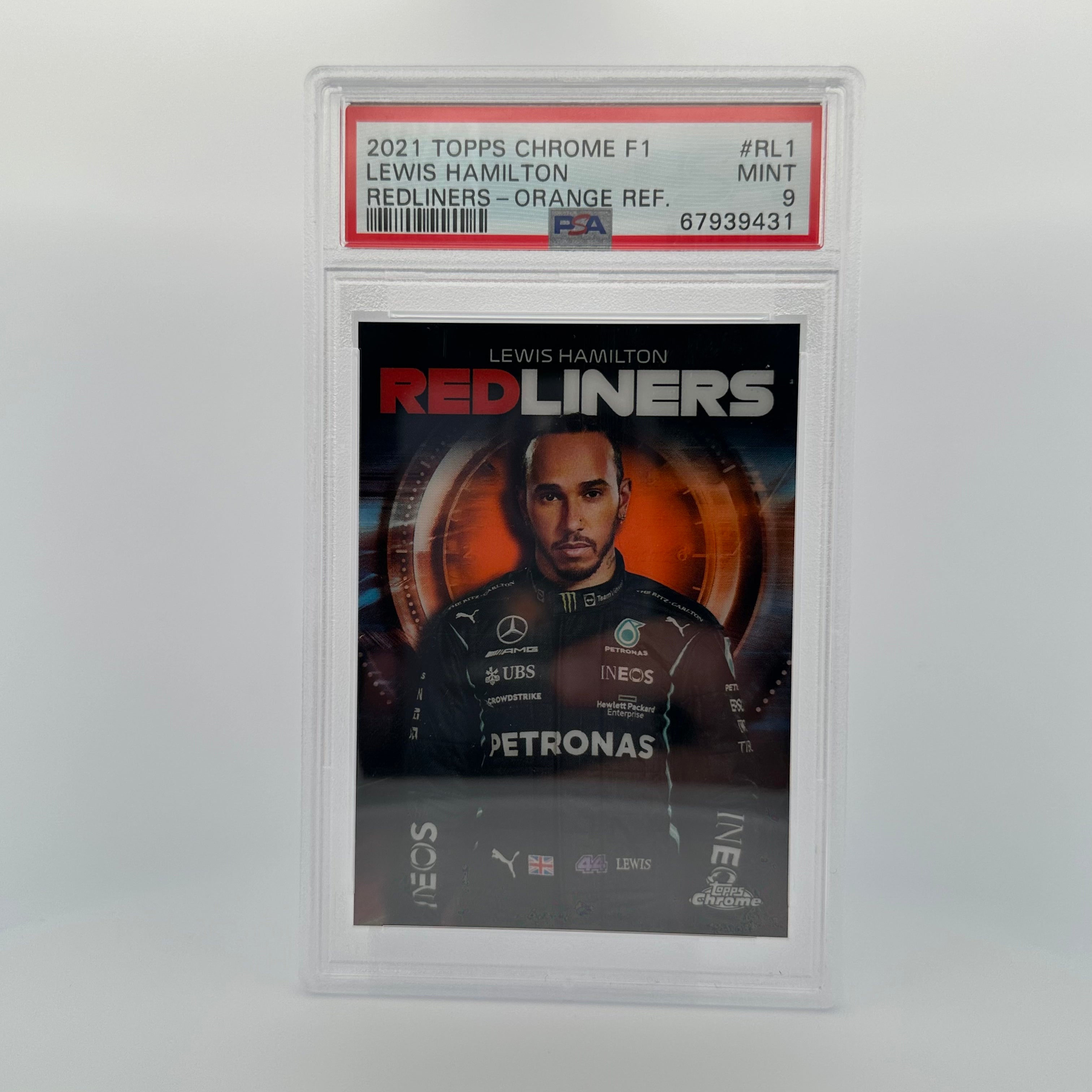 PSA 9 Graded 10/25 Lewis Hamilton #RL1 Redliners Orange Refractor Trading Card - Perfect for F1 Collectors, Sports Memorabilia Enthusiasts & Hamilton Fans