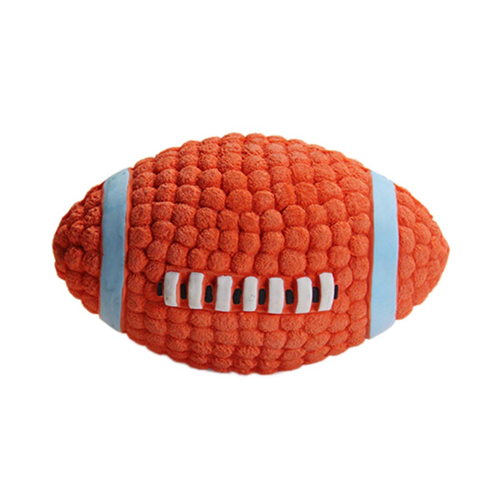 Durable Pet Dog Chew Toys with Squeaker - Rugby Ball Design for Puppy Teeth Training & Bite Relief | Interactive Play & Dental Care for Small & Medium Dogs