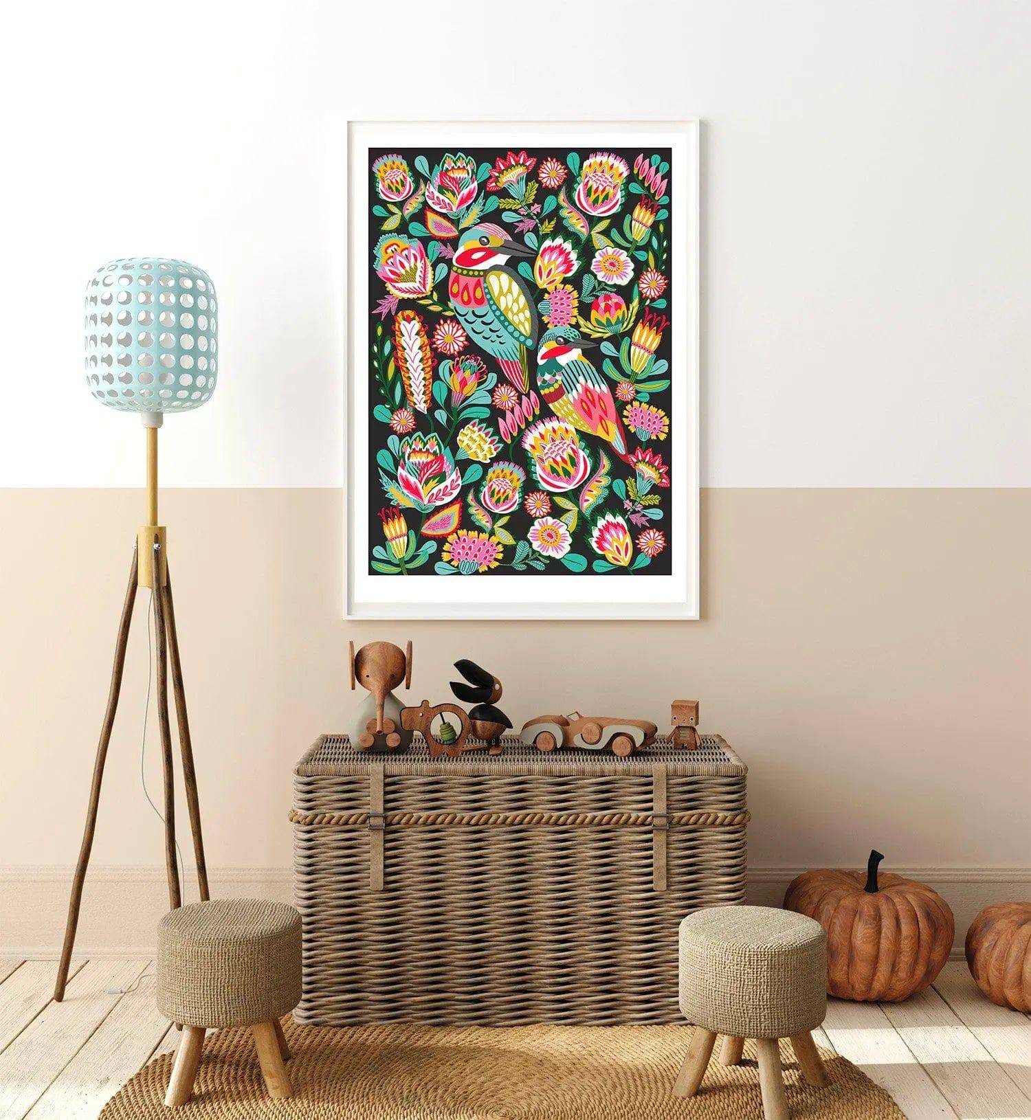 Kingfisher Birds Australian Wall Art Print - Vibrant Wildlife Home Decor for Living Room, Bedroom & Office | Nature-Inspired Canvas Painting