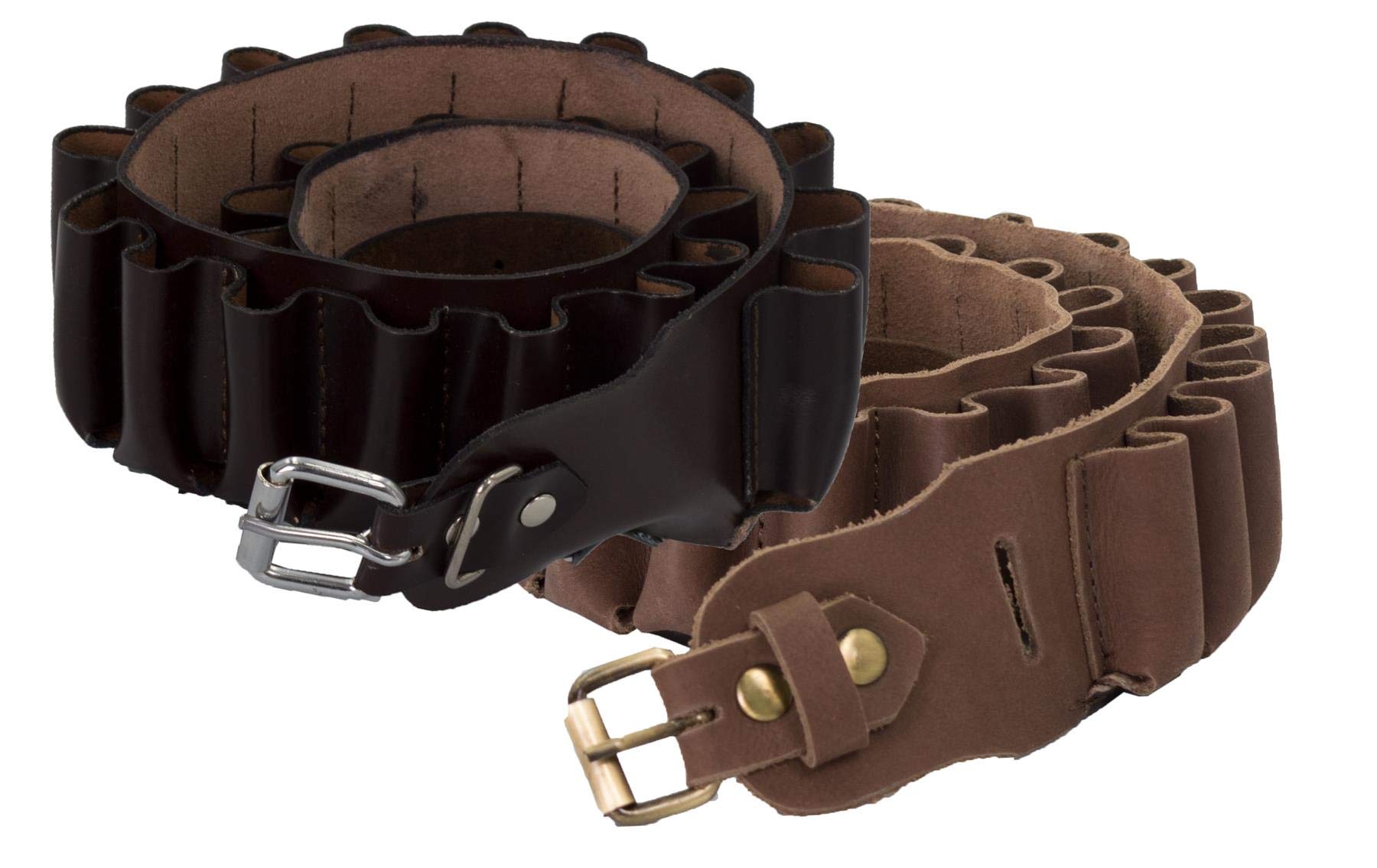Walker and Hawkes Genuine Leather Shotgun Belt Holder - Ammo Bandolier for Hunting, Shooting & Outdoor Adventures - Durable Leather Cartridge Pouch for Shotguns & Rifles