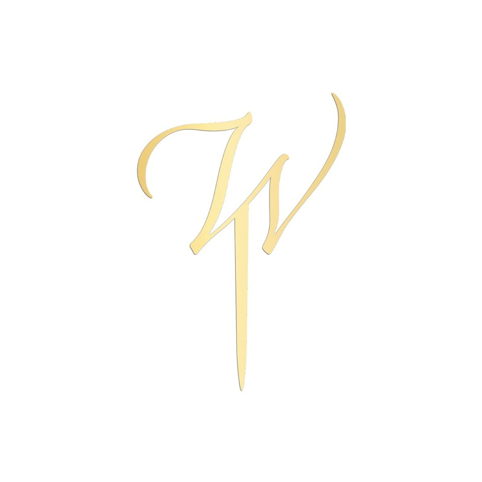 Personalized Acrylic Gold Glitter Letter W Cake Topper - Rustic Wedding, Anniversary, Engagement Party Decor - Perfect for Custom Cakes and Special Celebrations