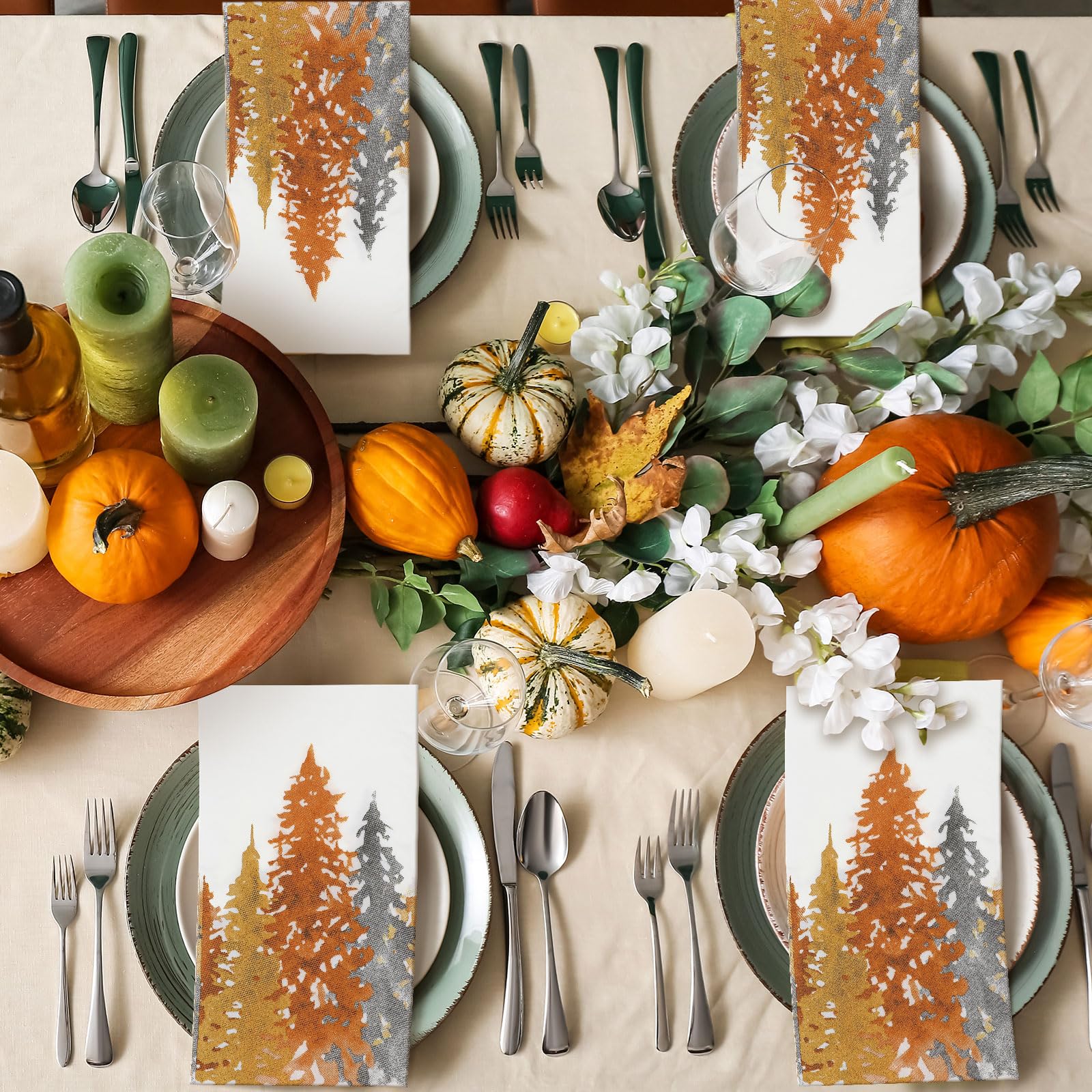 Seajan 200-Pack Premium Disposable Paper Guest Napkins & Hand Towels - Soft Fall Tree Design for Bathroom, Wedding, Party & Home Decor - Eco-Friendly Paper Napkins for Elegant Dining & Hospitality Use