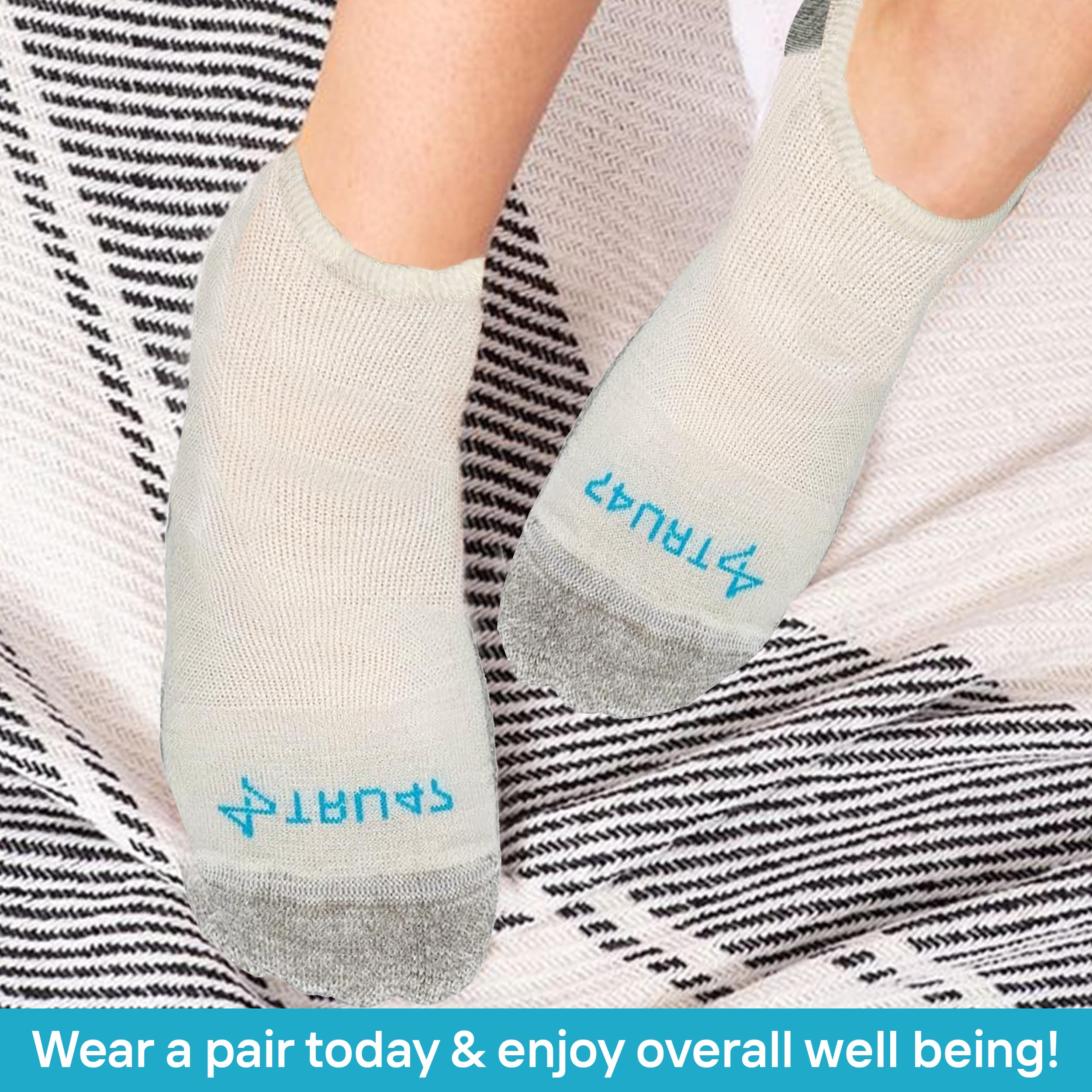 TRU47 Grounding Socks with 99.99% Pure Silver Thread - Natural Earthing & Grounding Products for Better Sleep, Pain Relief & Stress Reduction | Ideal for Yoga, Meditation & Indoor Grounding Therapy