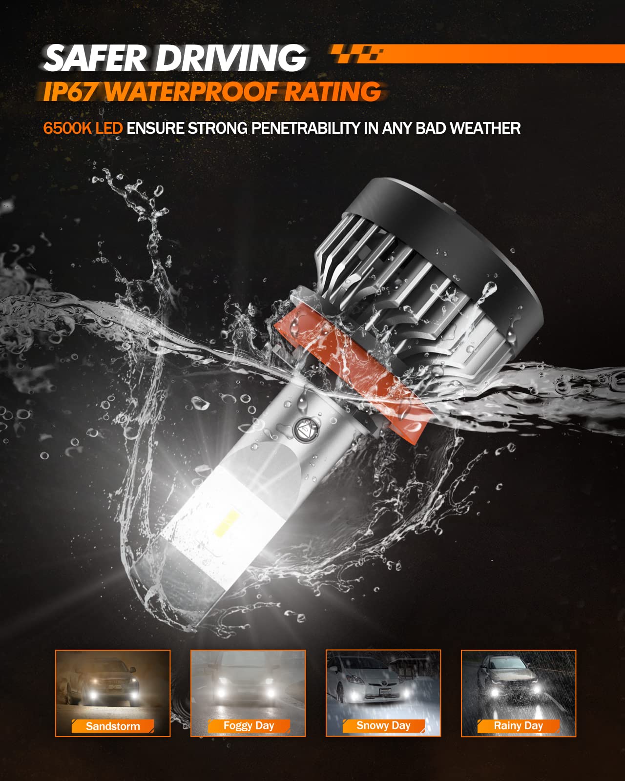 SEALIGHT H11 LED Fog Light Bulbs - 10000LM High Brightness, 6500K Cool White, H11/H8/H16 Compatible - Perfect for Trucks, SUVs, and Cars - Enhanced Visibility in Fog, Rain, and Night Driving (Pack of 2)