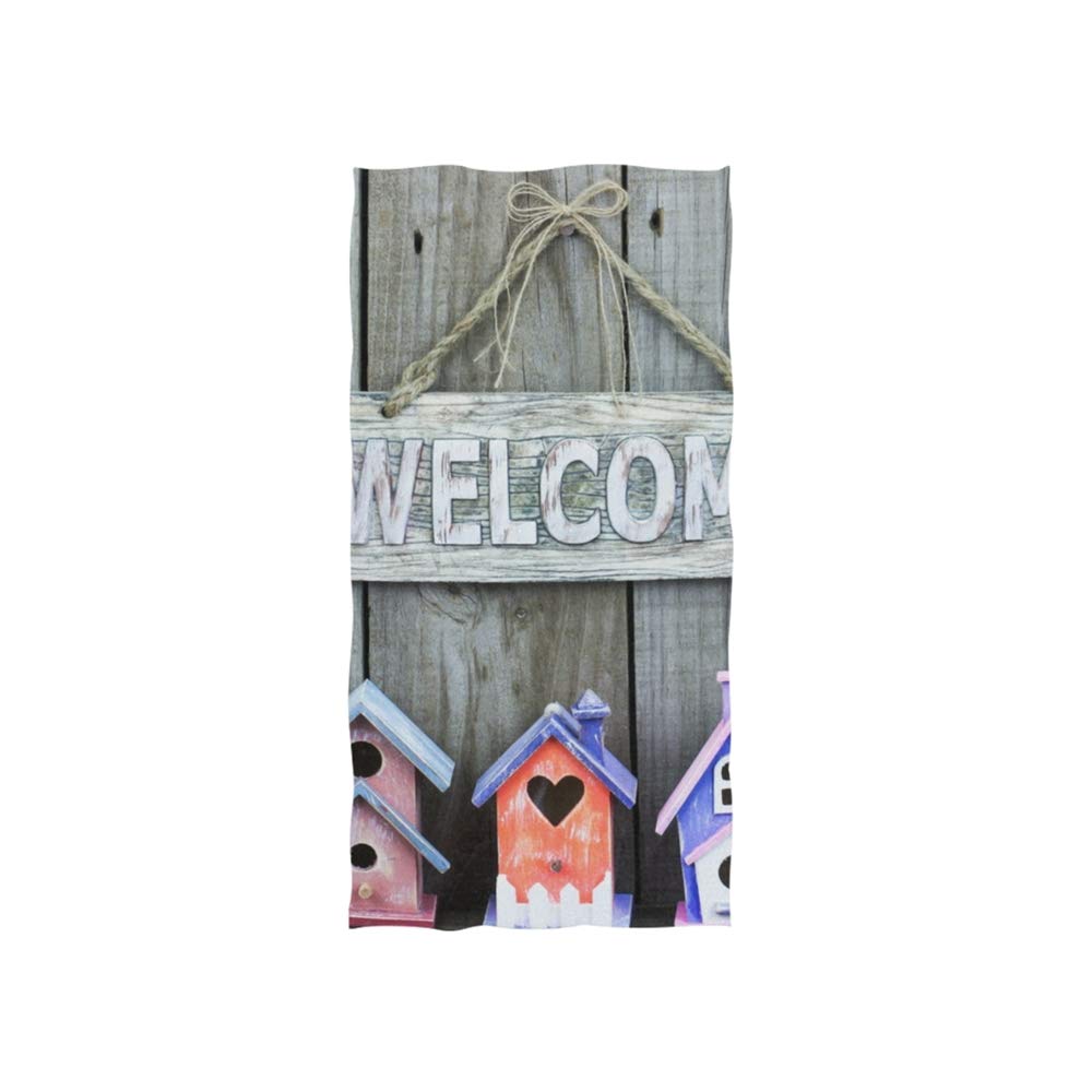 Colorful Birdhouses Cotton Hand Towel - Ultra Soft Bath Towel for Face, Gym & Spa - Perfect for Home, Travel, and Gifts