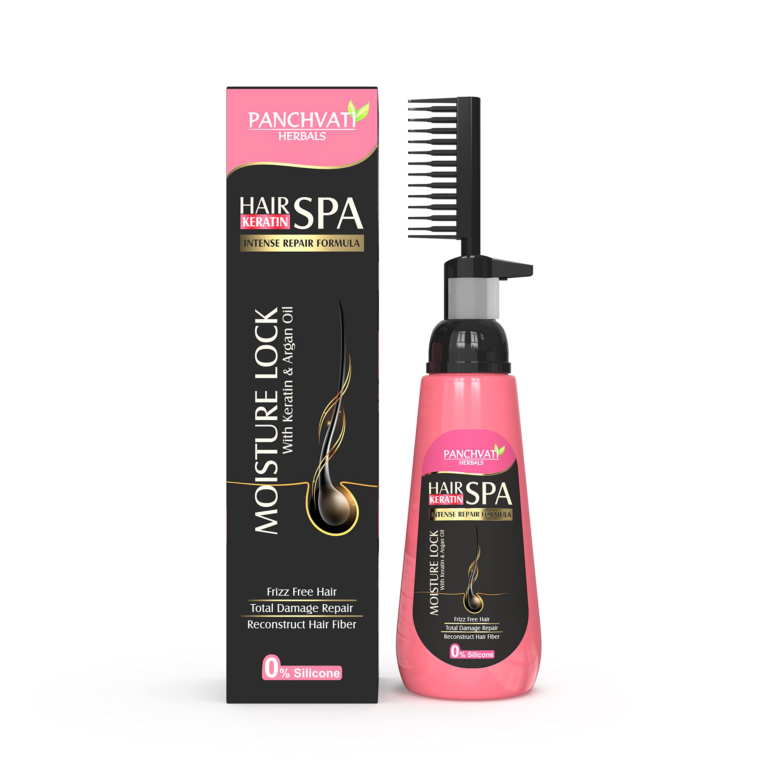 Panchvati Herbals Total Damage Repair Hair Spa with Keratin & Argan Oil | Moisture Lock Treatment | Includes Comb Applicator (150ml) | For Dry, Damaged & Frizzy Hair | At-Home Hair Care Solution
