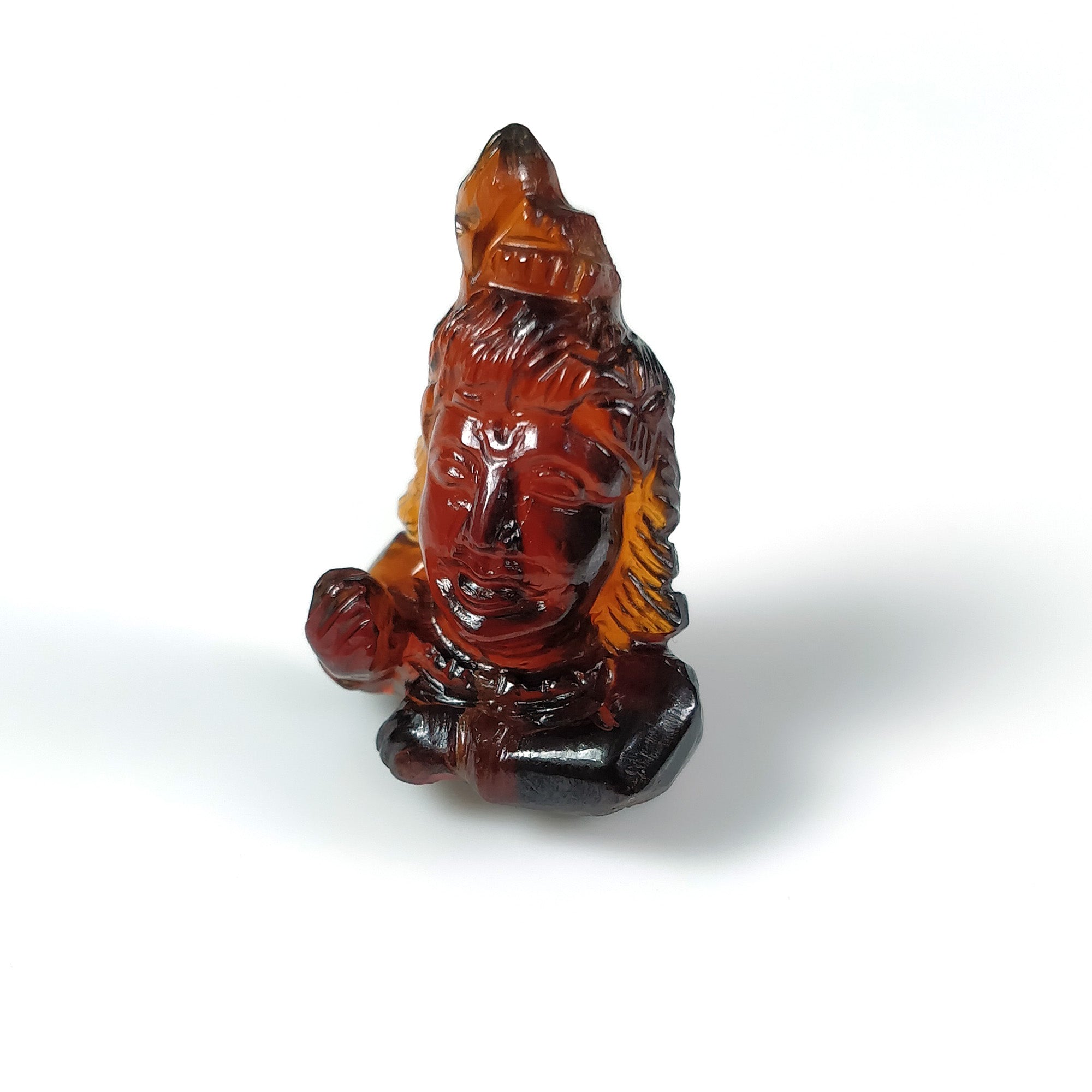 Natural Hessonite Garnet Gemstone Carving - 20.50ct Untreated Hand-Carved Lord Krishna Statue (25x18mm) | Spiritual Decor, Meditation Altar, Yoga Room, Hindu Puja Gift
