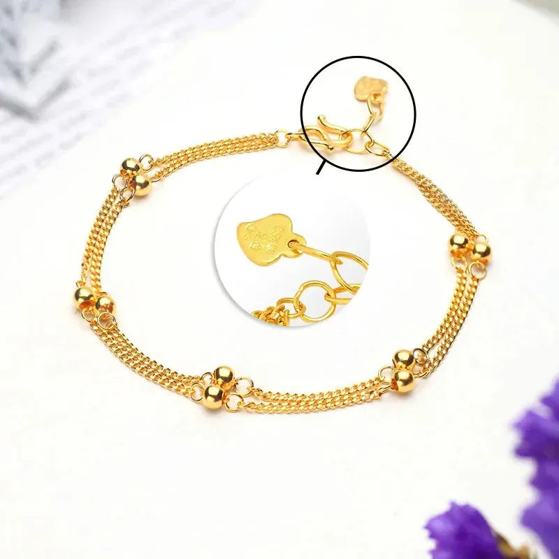 24K Pure Gold Bracelet for Women - 999 Solid Real Gold Bangle, Elegant Romantic Classic Jewelry Gift for Her - Perfect for Anniversaries, Birthdays & Special Occasions (2023 New Arrival)