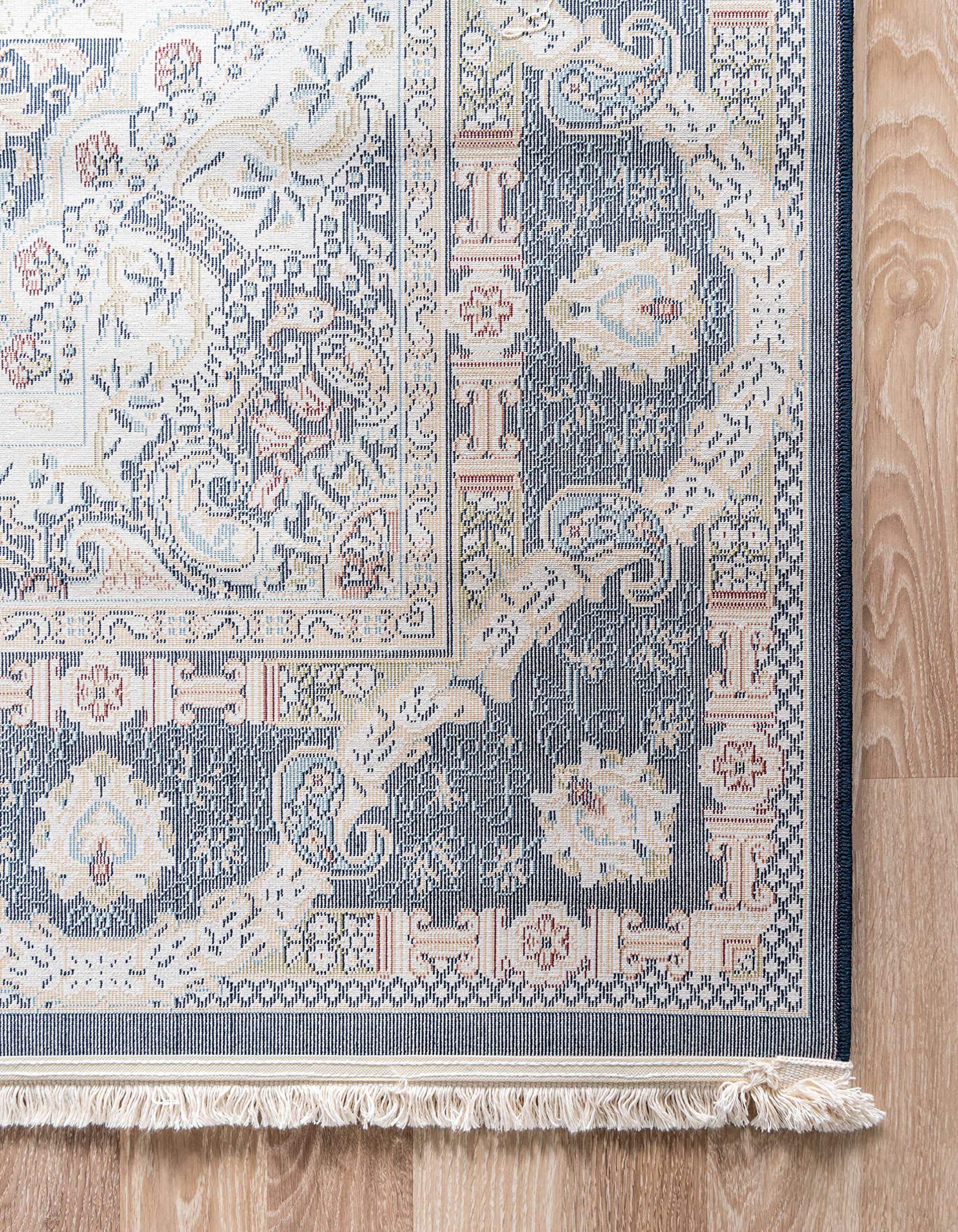 Unique Loom Narenj Collection Classic Traditional Medallion Textured Design Area Rug - 10x13 Feet Navy Blue & Blue - Perfect for Living Room, Bedroom & Office Decor