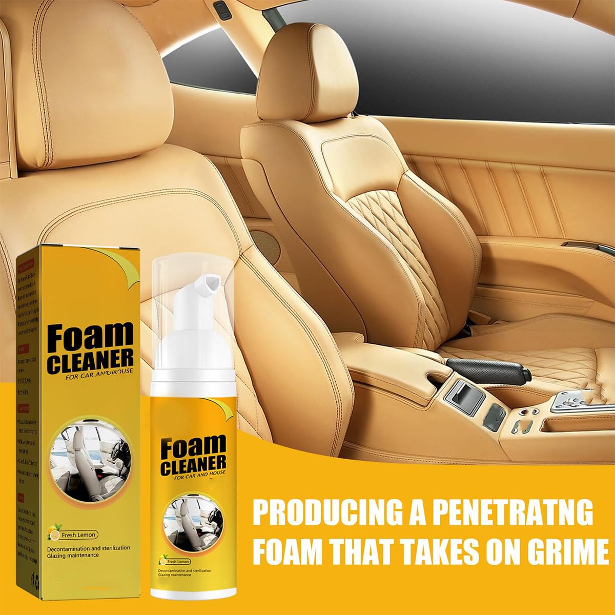 Ambitionous Magic Foam Cleaner - 2024 Upgraded Multi-Functional Car Interior & Exterior Cleaner | Powerful Foaming Formula for Seats, Dashboards & Upholstery | Perfect for Auto Detailing, Home & Office Cleaning