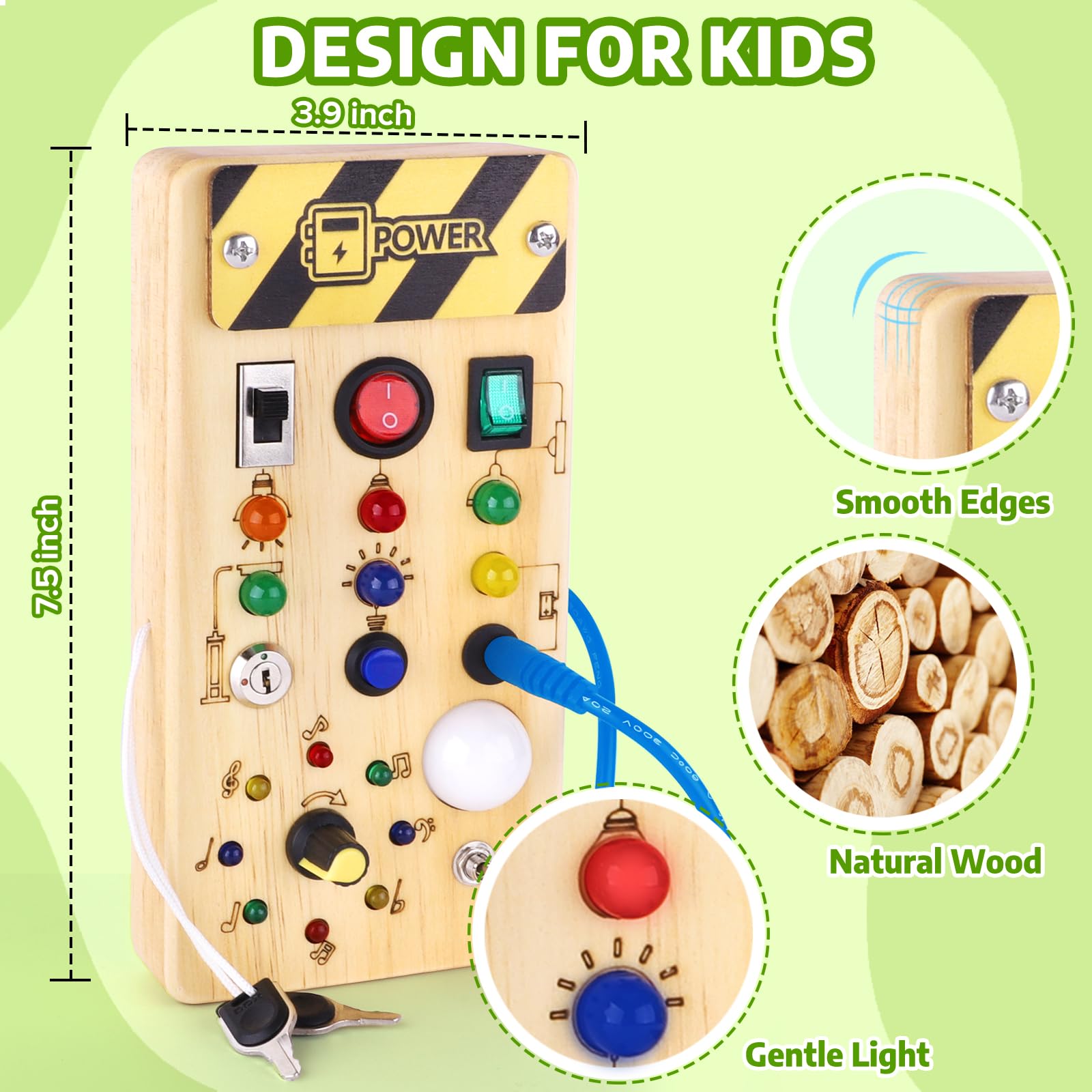 Montessori Busy Board for Toddlers 1-3 Years - Wooden Sensory Toy for Baby Learning & Development - Preschool Educational Activity Toy - Perfect Christmas & Birthday Gift for Boys & Girls - Ideal for Home, Travel & Classroom Play