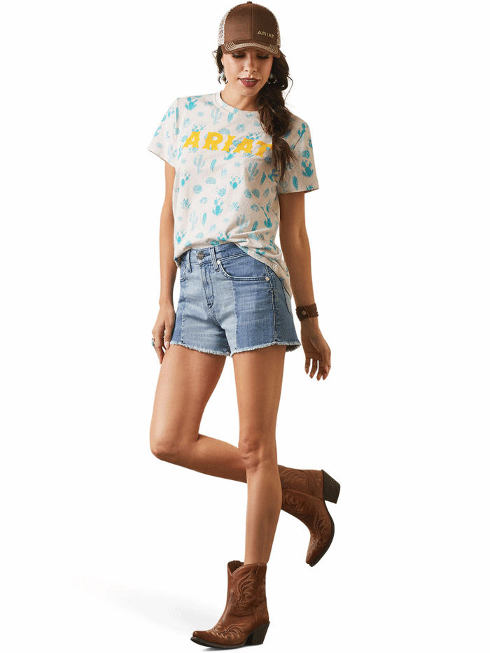 Ariat Women's Jazmine Boyfriend Denim Shorts in Blue Shades - Comfortable Distressed Denim Shorts for Casual Wear & Summer Outfits