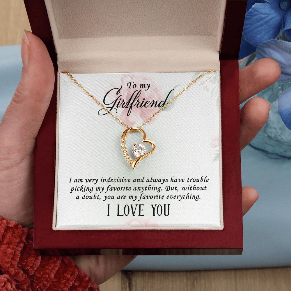 Forever Love Necklace for Girlfriend - Cubic Zirconia Pendant in White or Yellow Gold Finish | Romantic Anniversary Gift, Valentine's Day Present, Birthday Jewelry for Her