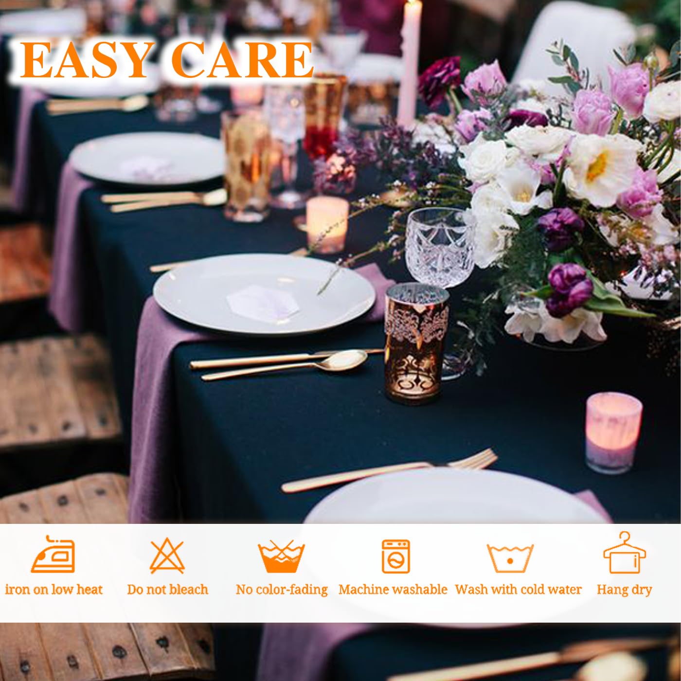 WIGENIUS 6 Pack Black Rectangle Tablecloths 60x84 Inch - Premium Polyester Fabric for 4 Foot Tables - Wrinkle Resistant & Washable - Perfect for Parties, Weddings, Banquets & Home Dining Decor