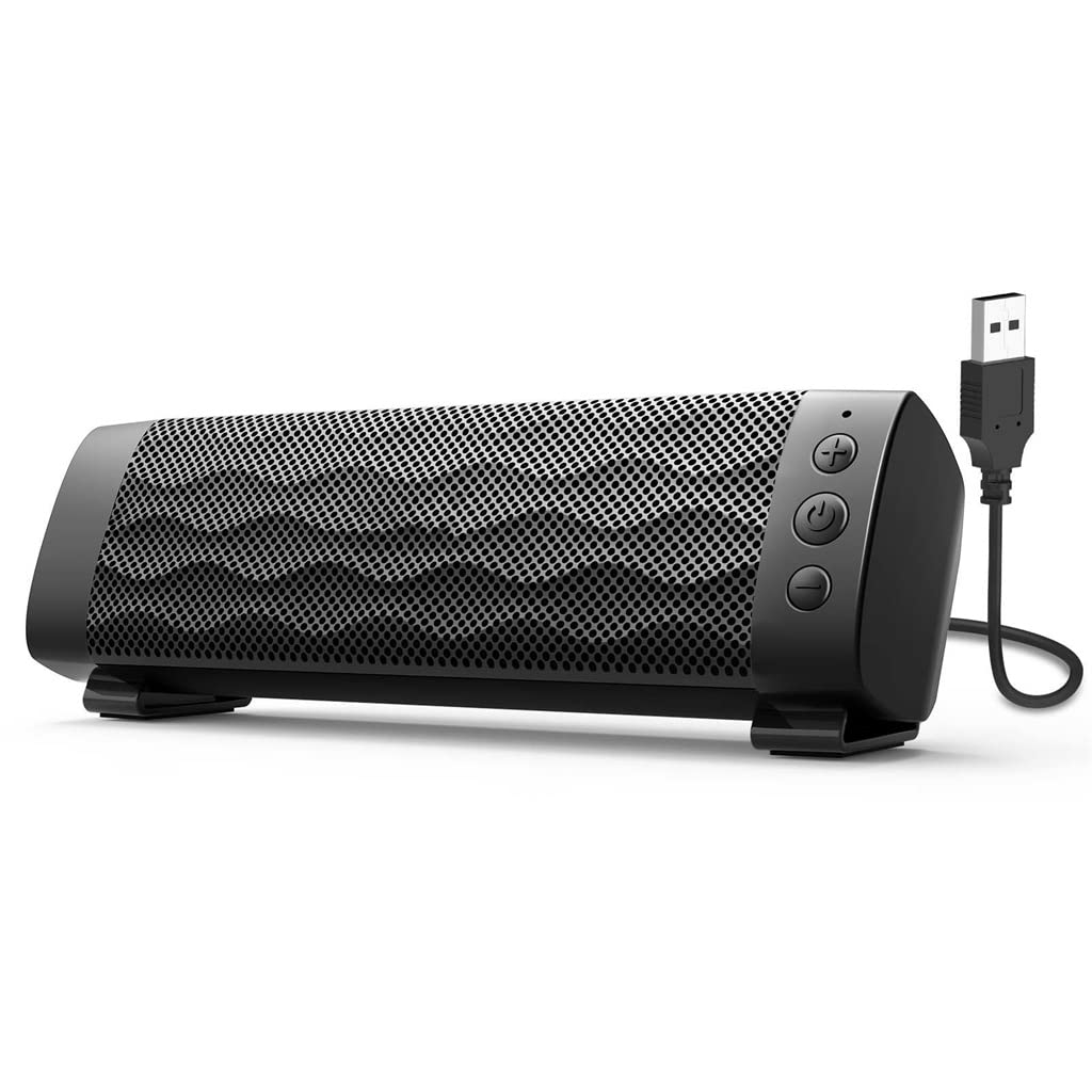FEGOCLT USB Computer Speaker - Mini Soundbar with Wired Stereo & Inline Volume Control for PC, Laptop, Desktop | Perfect for Office, Gaming & Home Audio 2.0 System