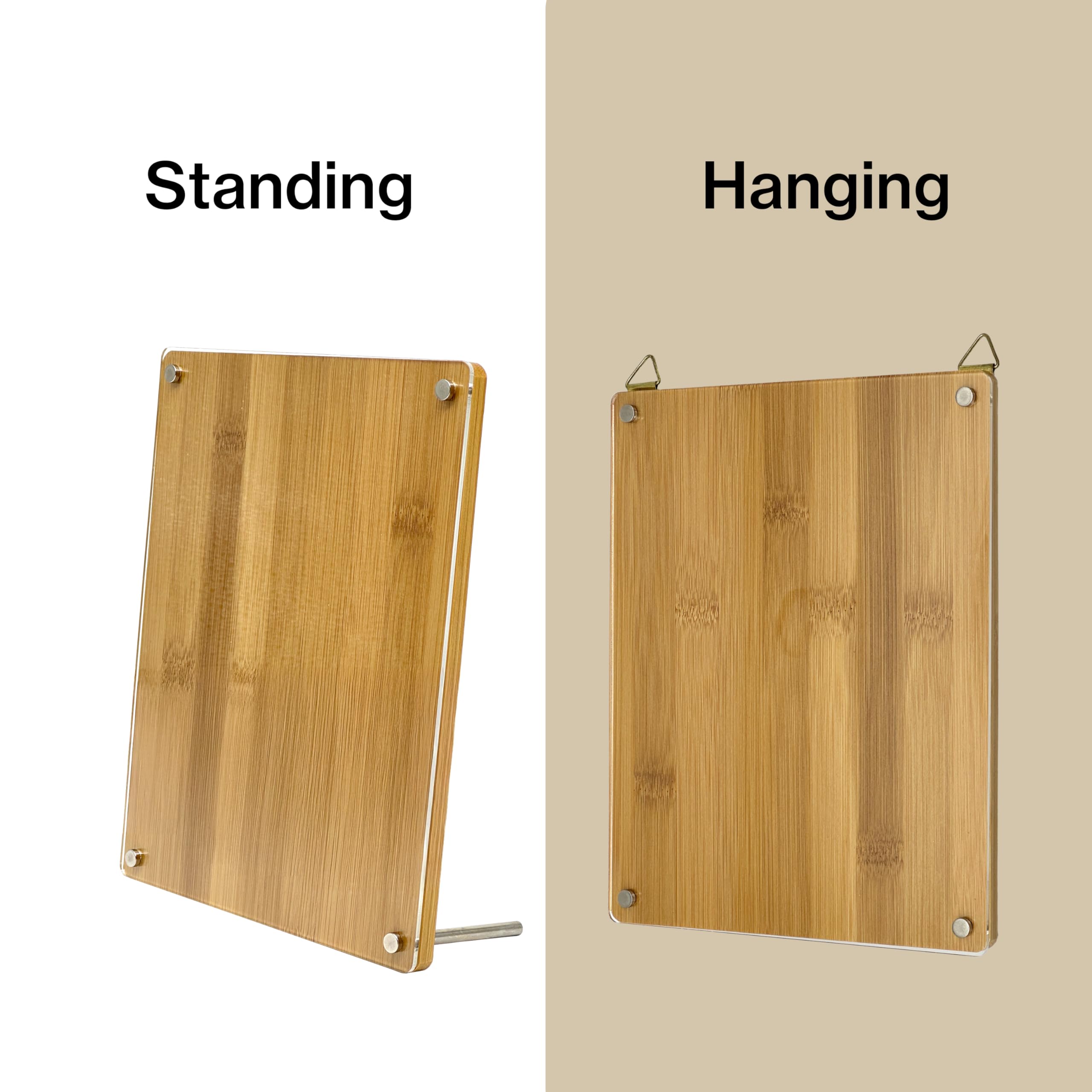 Bam & Boo Natural Bamboo Picture Frame & Bulletin Memo Board - 11x14 Inch Tabletop Desk Organizer for Home Office, Dorm Room, or Gift - Perfect for Displaying Photos, Notes, and Reminders