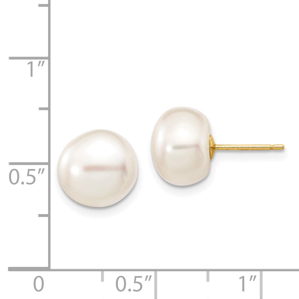 14K Yellow Gold White Cultured Pearl Button Stud Earrings for Women - Perfect for Weddings, Parties & Everyday Elegance