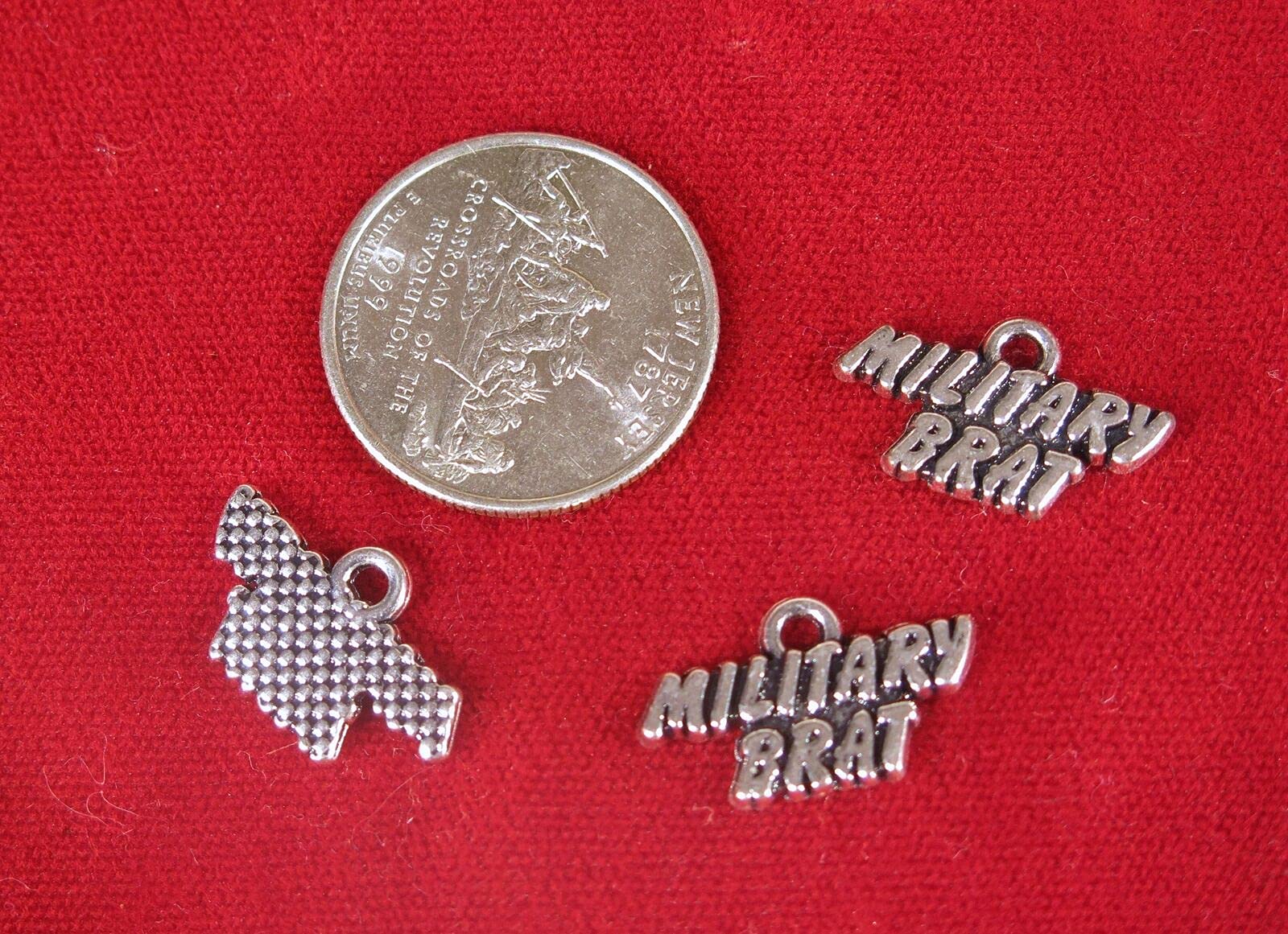 10-Piece Silver Military Brat Charms (BC603) - DIY Jewelry Making Supplies for Bracelets, Necklaces & Keychains - Perfect for Crafting, Gifts & Military Pride Accessories