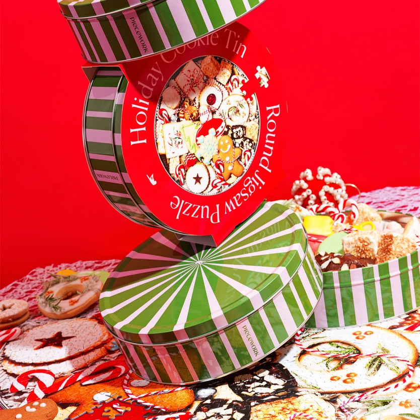 750 Piece Holiday Cookie Tin Jigsaw Puzzle - Fun Family Activity for Christmas & Winter Evenings