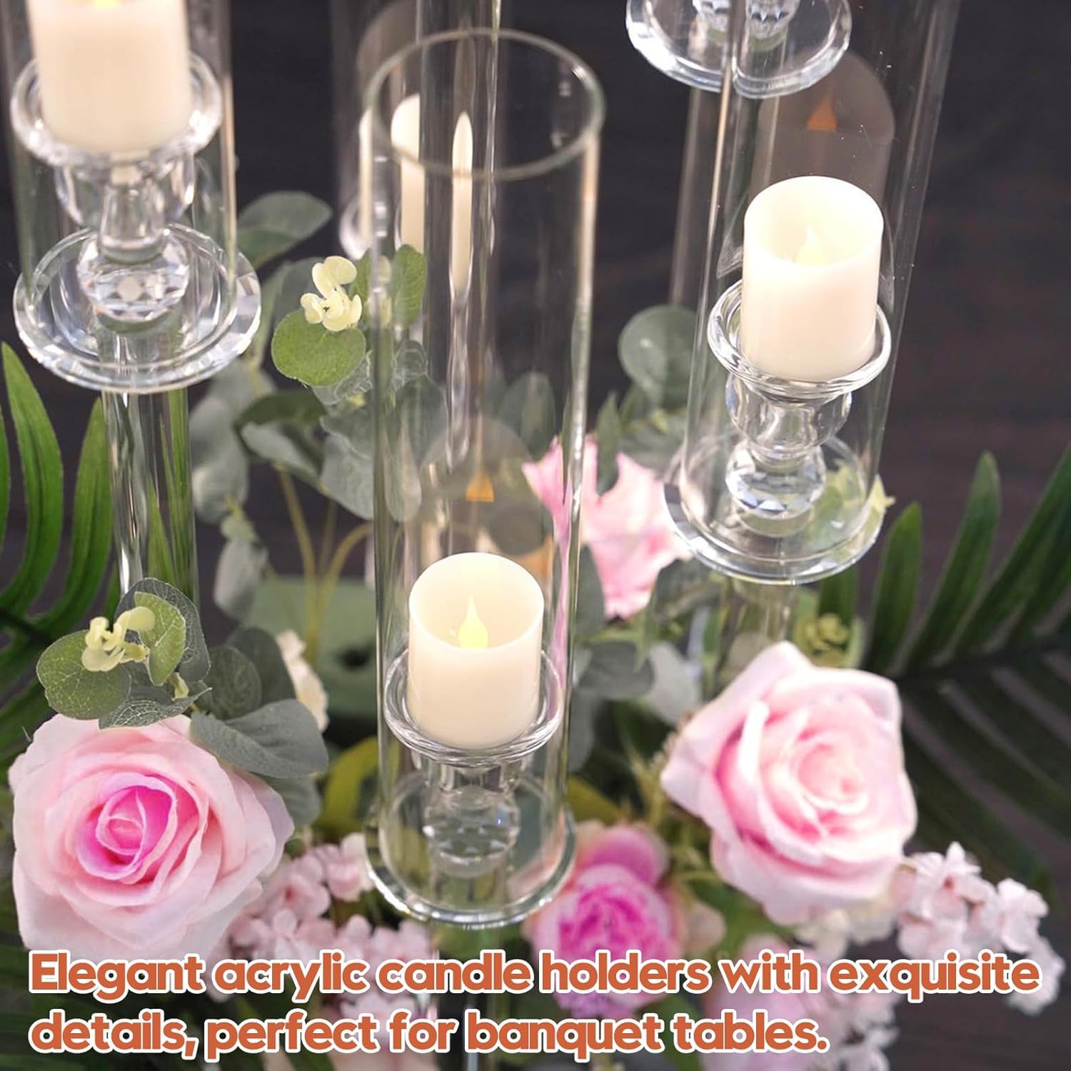 4-Piece 5-Arm Acrylic Candelabra Set - 27