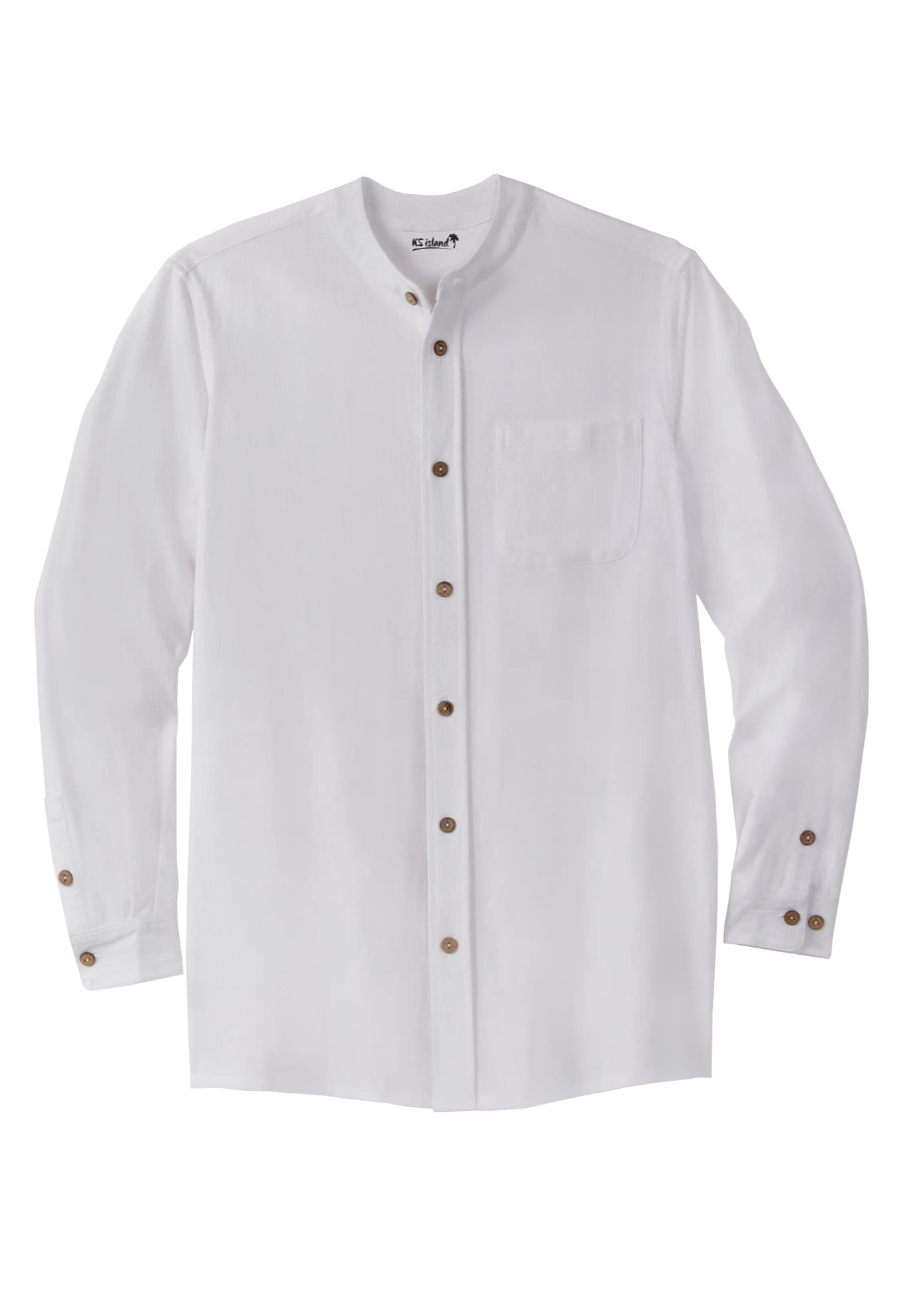 KingSize Men's Big & Tall Gauze Mandarin Collar Shirt - Breathable Summer Casual Button Down for Plus Size Men - Perfect for Beach, Vacation, Outdoor & Office Wear | Lightweight Linen Shirt for Hot Weather, Business Casual & Travel Outfits