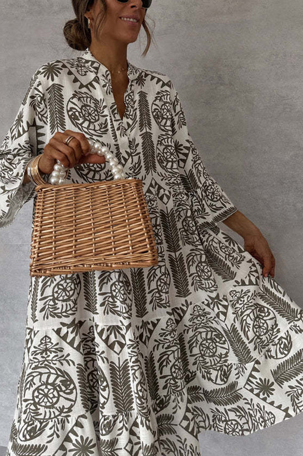 Stylish Printed V-Neck Bell Sleeve Mini Dress for Women | Flowy Summer Party Outfit | Perfect for Date Night, Beach Vacation & Casual Wear